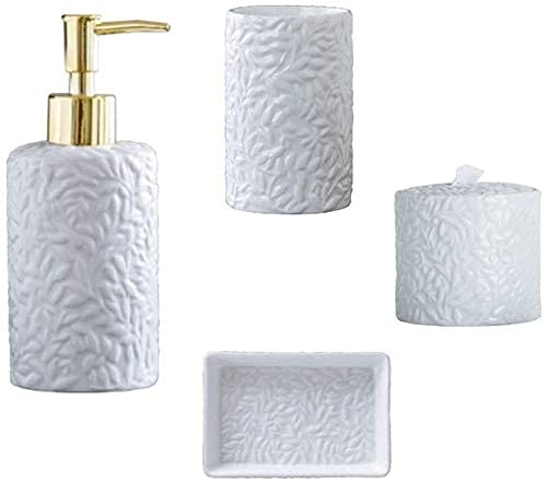 Ceramic Soap Dispenser Set - 4-Piece Bathroom Accessories for Hotel & Home Decor