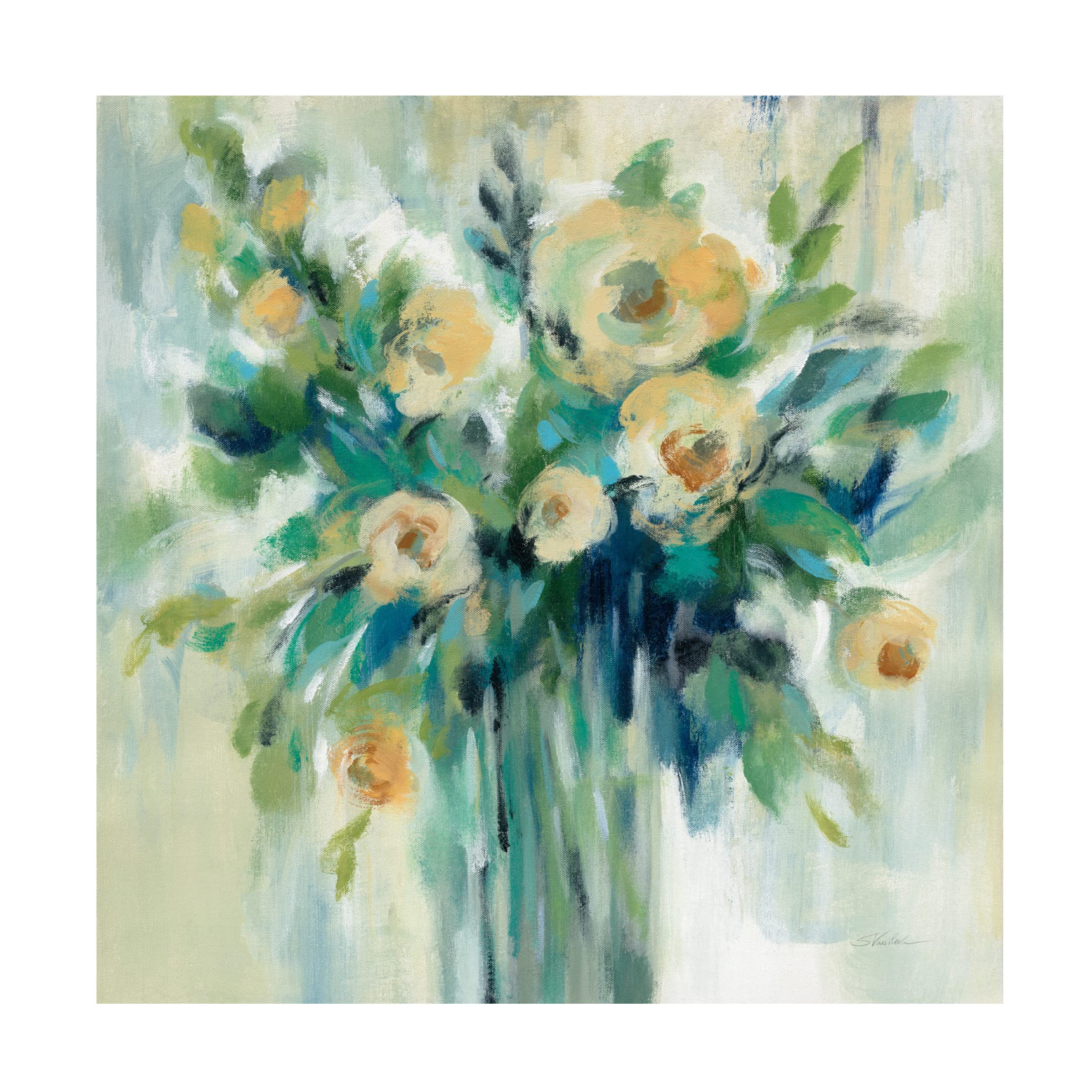 Silvia Vassileva 'Vase of Flowers' Canvas Wall Art Print - Floral Home Decor for Living Room, Bedroom & Office
