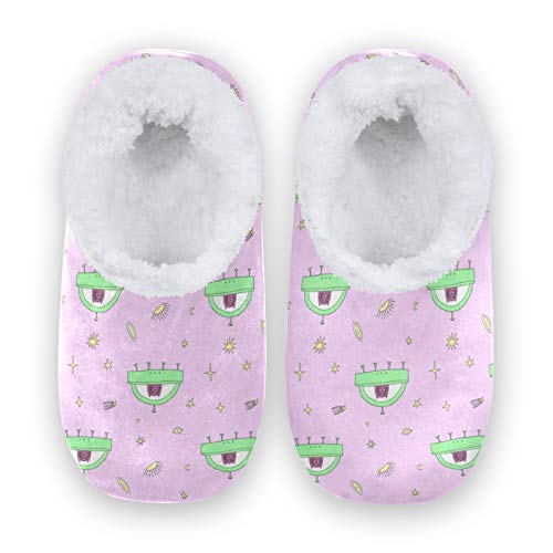 Women's Cozy Fleece House Slippers - Soft Indoor/Outdoor Home Shoes for Women & Men (US 5-6) - Perfect for Winter Comfort, Lounge Wear & Quick Outdoor Errands