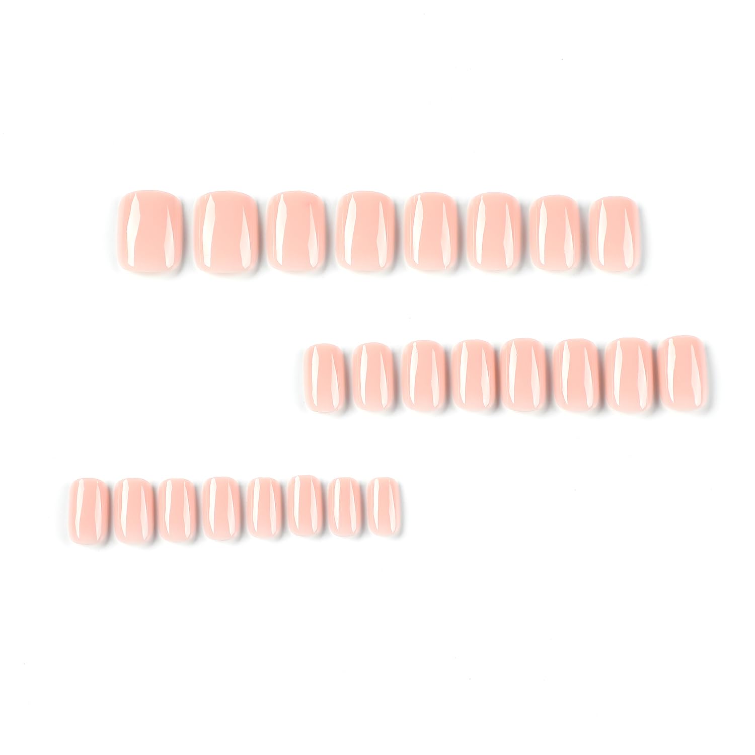 24Pcs Short Square Press On Nails - Nude Pink Acrylic False Nails with Glossy Designs, Full Cover Glue On Fake Nails for Women & Girls | Easy DIY Manicure, Perfect for Parties, Weddings & Daily Wear