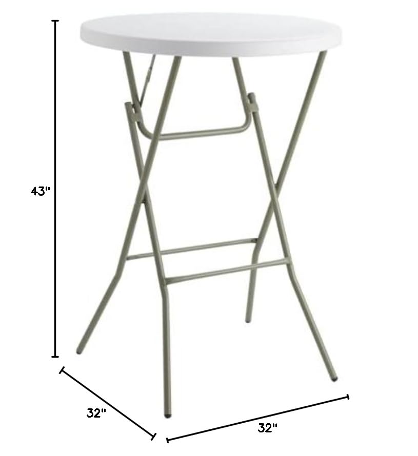 32 Inch Round Granite White Heavy-Duty Blow Molded Plastic Folding Table - Bar Height Banquet & Event Table for Parties, Picnics, Camping, Outdoor Gatherings & Home Use (PUSS-9)
