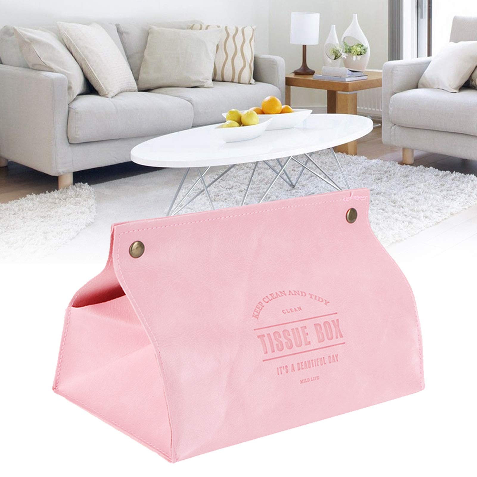 Waterproof Tissue Box Holder - Durable, Dirt-Resistant Storage for Bedroom Dresser & Office Desk (Pink) | Perfect for Home, Bathroom & Car Organization