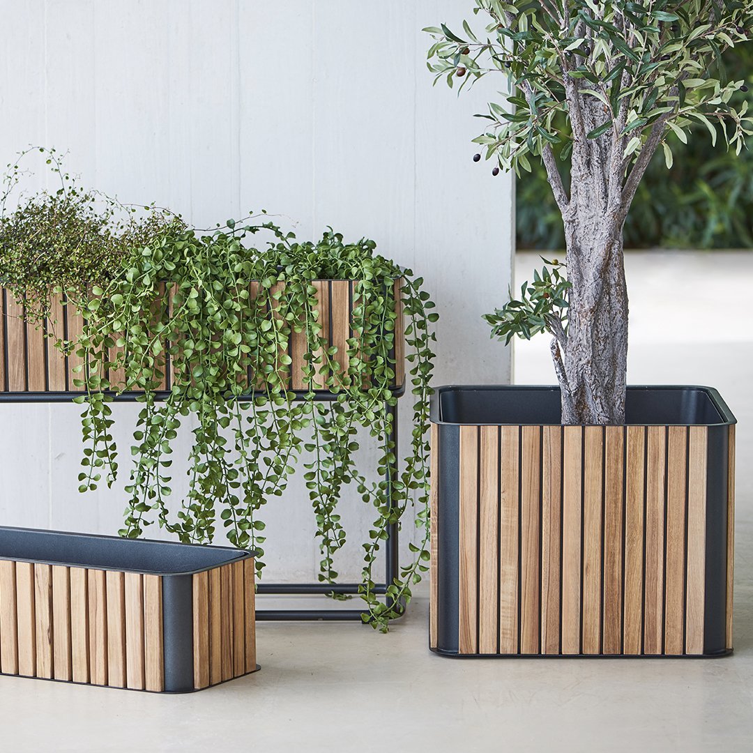 Cane Line Design Team Combine Planter - Modern Indoor/Outdoor Plant Holder for Home & Garden Decor - Perfect for Living Room, Patio, or Office Space