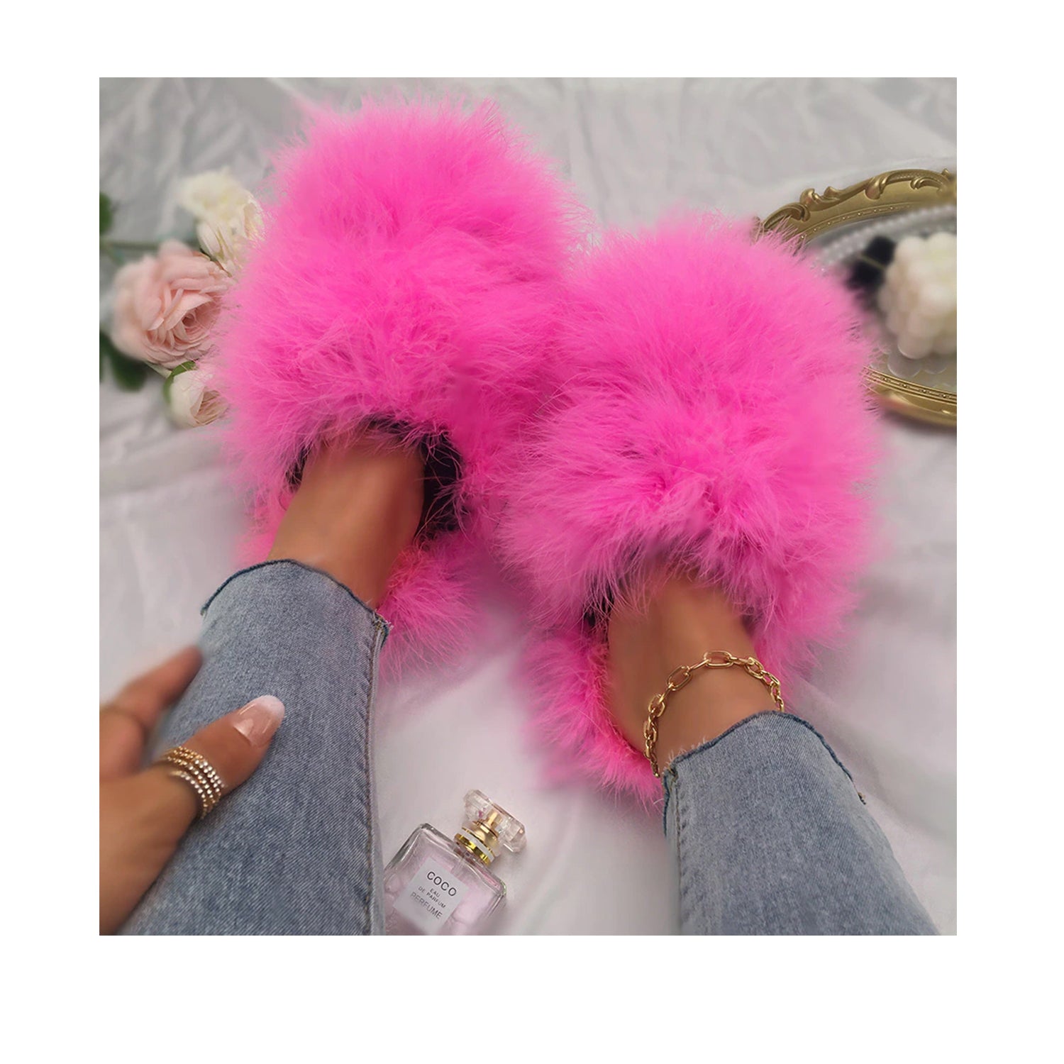 FLOOF Sasquatch Slippers for Women - Soft Pink Fuzzy House Shoes | Cozy Indoor & Outdoor Slides for Winter Comfort
