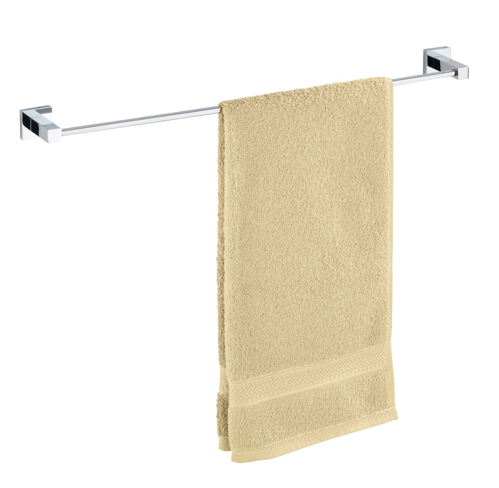 Wenko 17977100 Uno San Remo No-Drill Chrome Towel Rail - Rust-Proof Bathroom Organizer (63.5 x 5 x 7 cm) - Perfect for Small Spaces, Apartments & Dorm Rooms