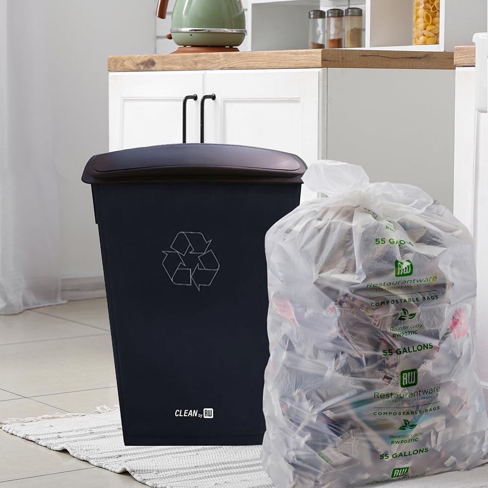 Restaurantware RW Clean 1 Swing Top Trash Bin Lid - Heavy Duty Black Plastic Replacement Lid Fits 23 Gallon Trash Can - Perfect for Commercial Kitchens, Offices & Home Use