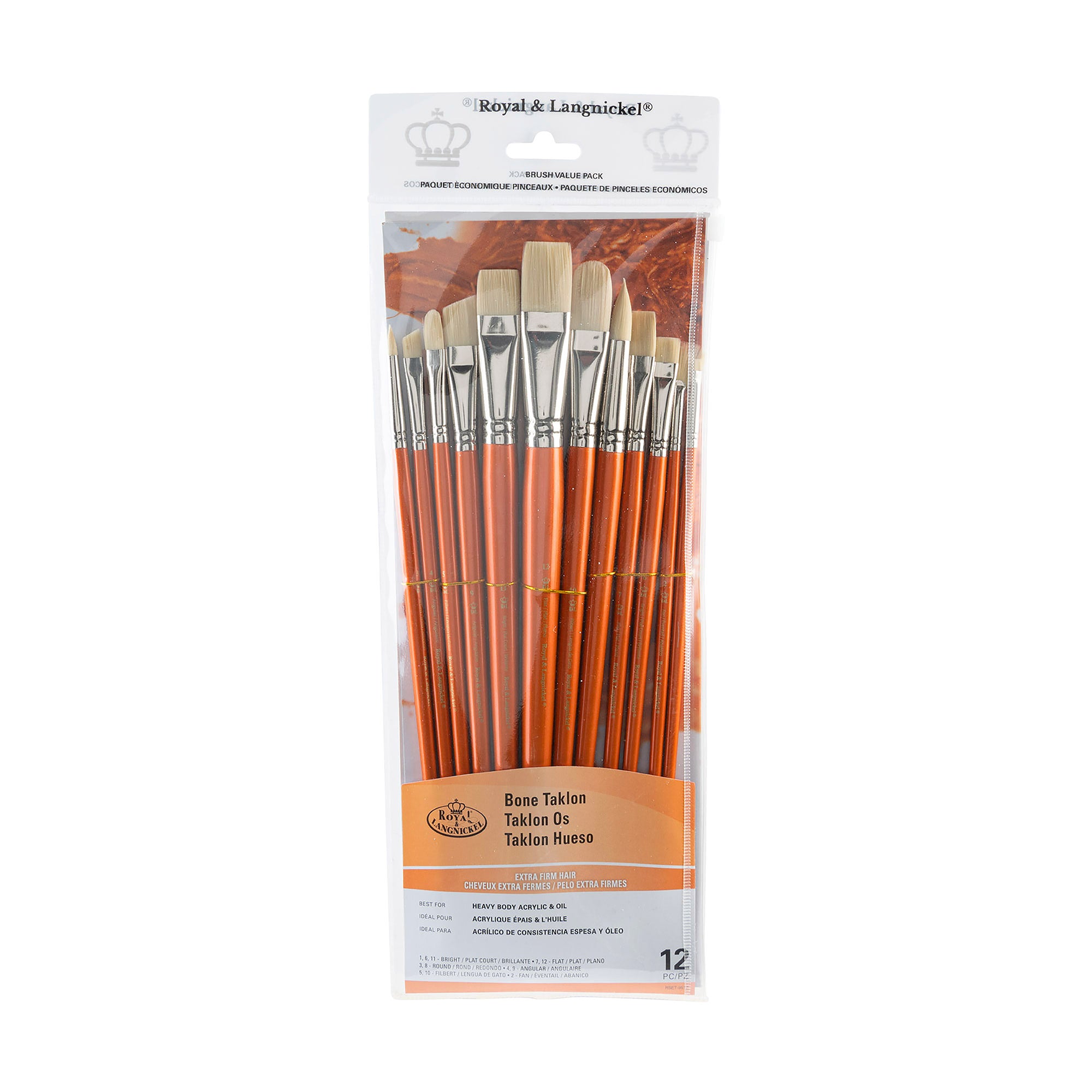 12 Pack Professional Bone Taklon Paint Brushes - Assorted Sizes for Acrylic, Watercolor & Oil Painting - Perfect for Artists, Hobbyists & DIY Projects