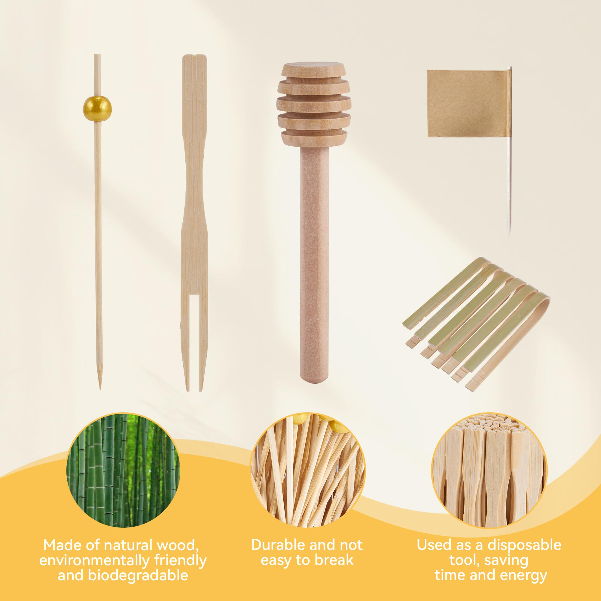 Premium Charcuterie Board Set - 635 PCS Wooden Cheese Board Accessories Kit with Mini Tongs, Cocktail Picks, Forks, Honey Dippers & Toothpick Flags - Perfect for Christmas Parties, Charcuterie Platters & Pastry Making