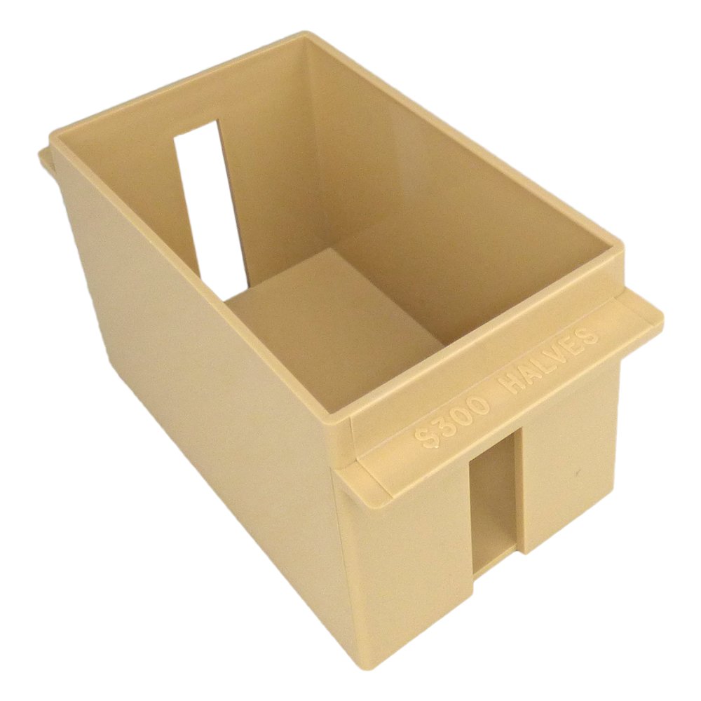 Extra-Capacity Rolled Coin Plastic Storage Tray for Half-Dollar - Beige (2 Pack) | Coin Organizer for Banks, Retail Stores & Home Use