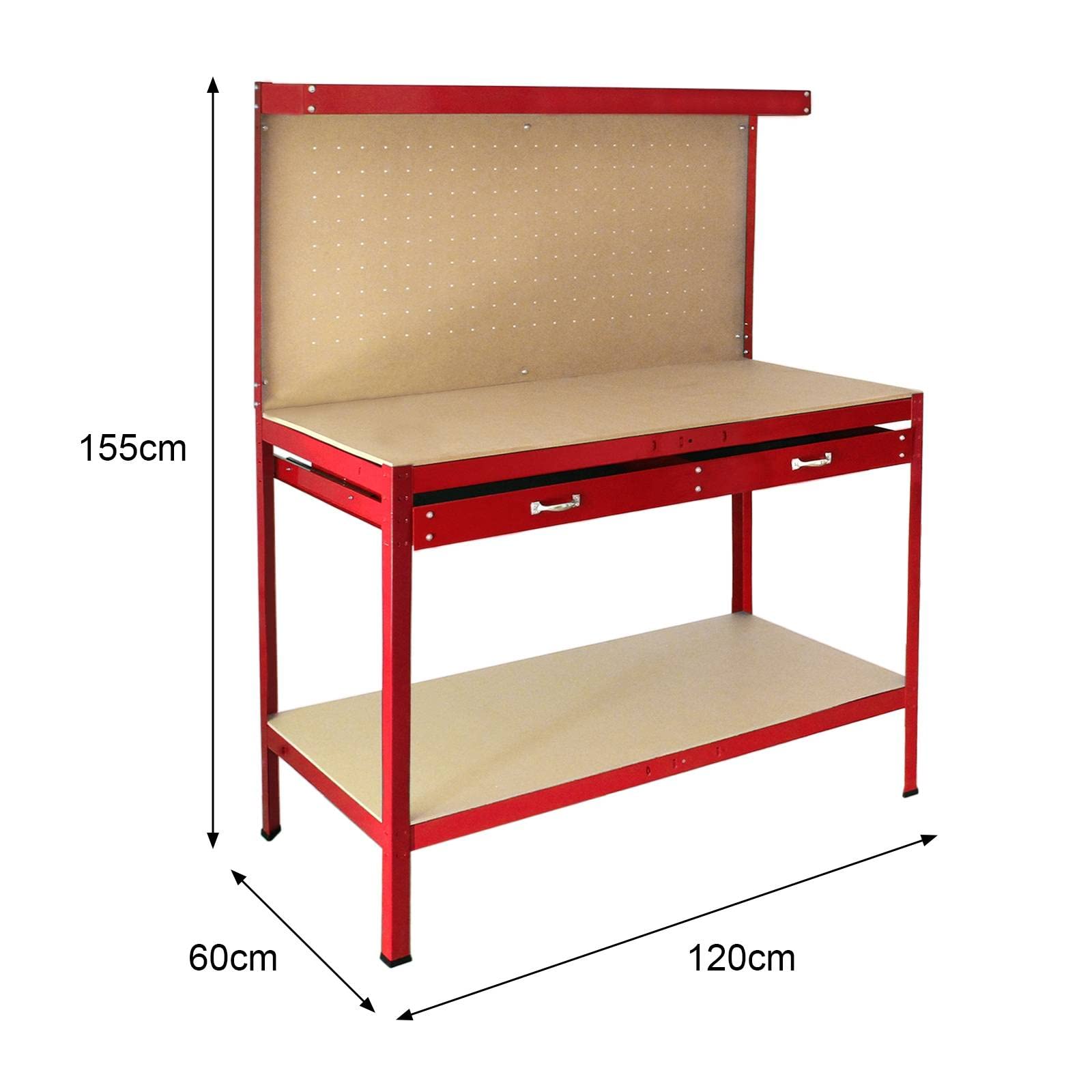 Heavy-Duty Monster Shop Workshop Workbench with Pegboard & Drawer - Industrial Steel Work Table with Tool Storage, Garage Shelving Unit & 40 Free Hooks | Perfect for DIY Projects, Tool Organization & Garage Workshop Setup