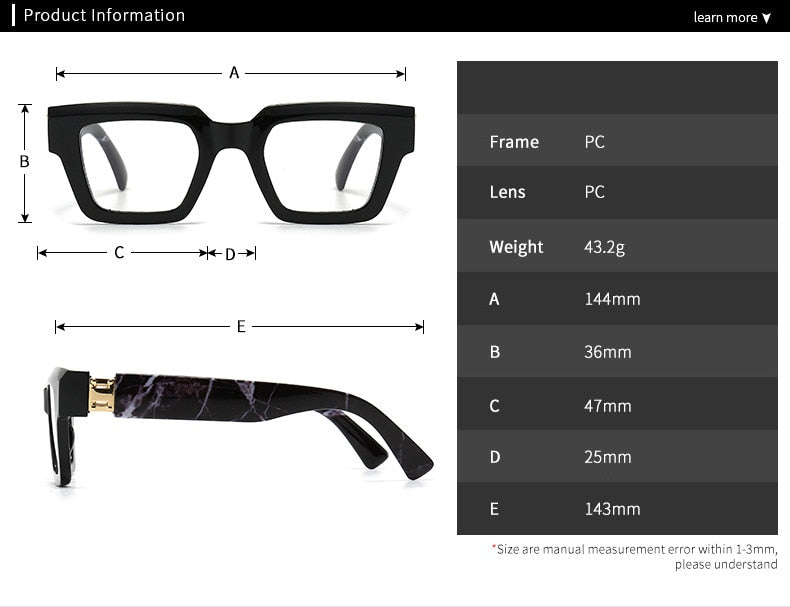 CCspace Women's Full Rim Square Plastic Resin Eyeglasses Frame 56754 - Stylish & Lightweight for Work, Reading & Everyday Wear
