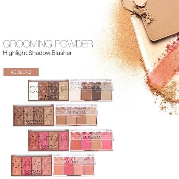 O TWO O Contour Highlighter & Blush Palette - 4 Color Face Shading & Grooming Powder Makeup Kit (24g, Long-Lasting) for Cheekbones & Contouring - Perfect for Everyday Makeup & Special Occasions