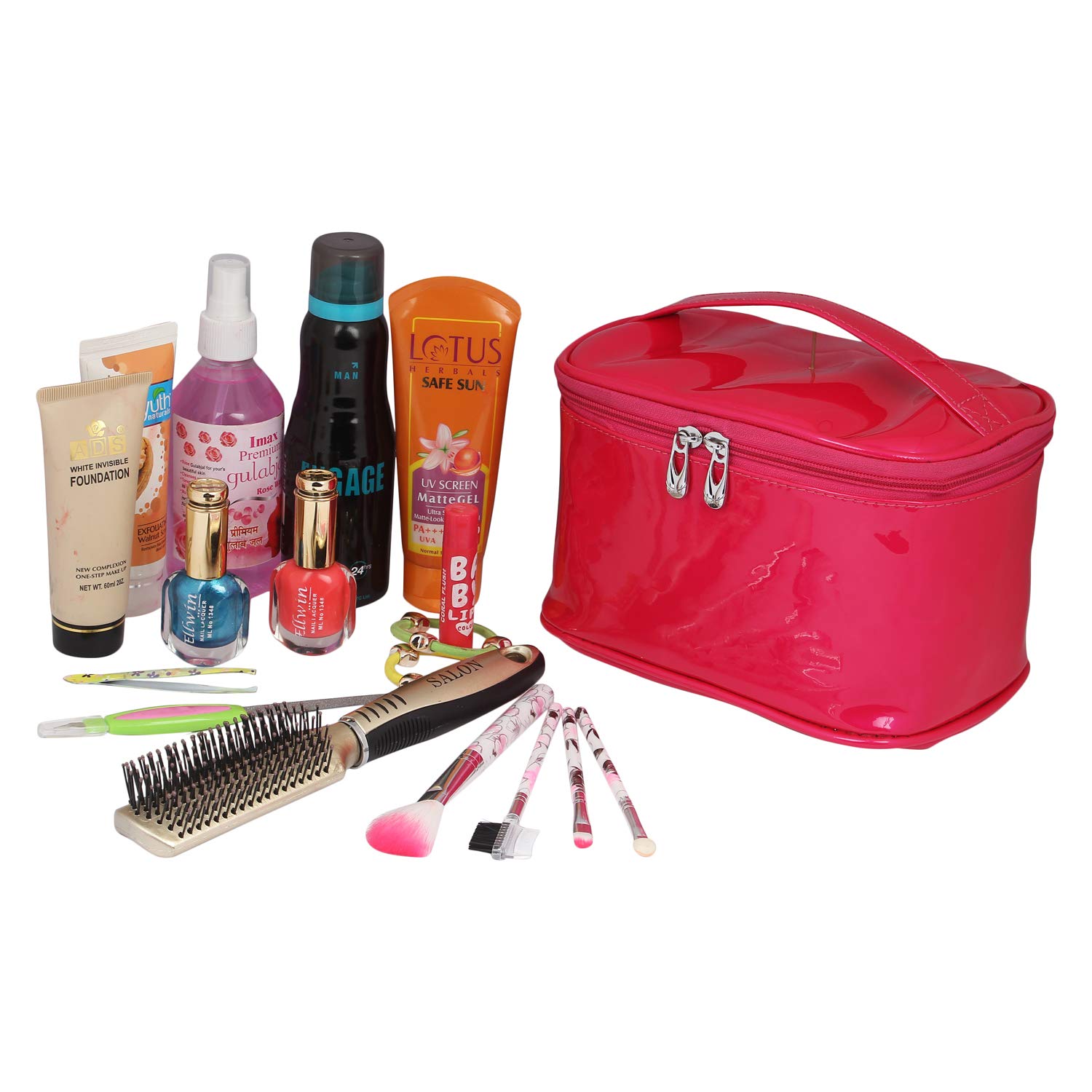 Fclues STORE Multifunctional Travel Cosmetic Bag - Pink Makeup Organizer Case for Women | Portable Grooming Kit Storage | Perfect for Airplane, Vacation & Daily Use