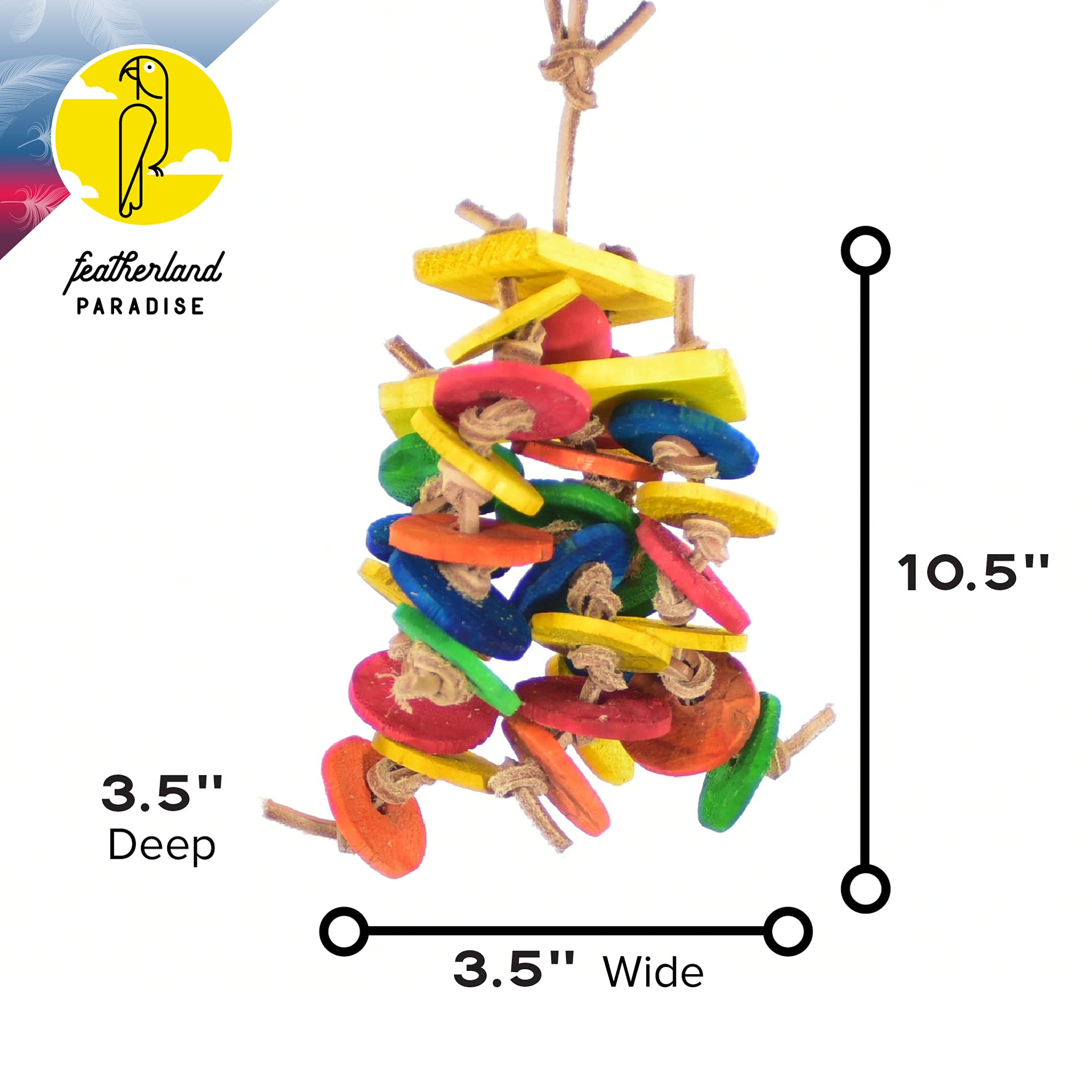 Featherland Paradise Bird Cage Toy - Colorful Chewing & Foraging Toys for Parrots, Parakeets, Cockatiels & Small Birds | Perfect for Cage Enrichment & Mental Stimulation