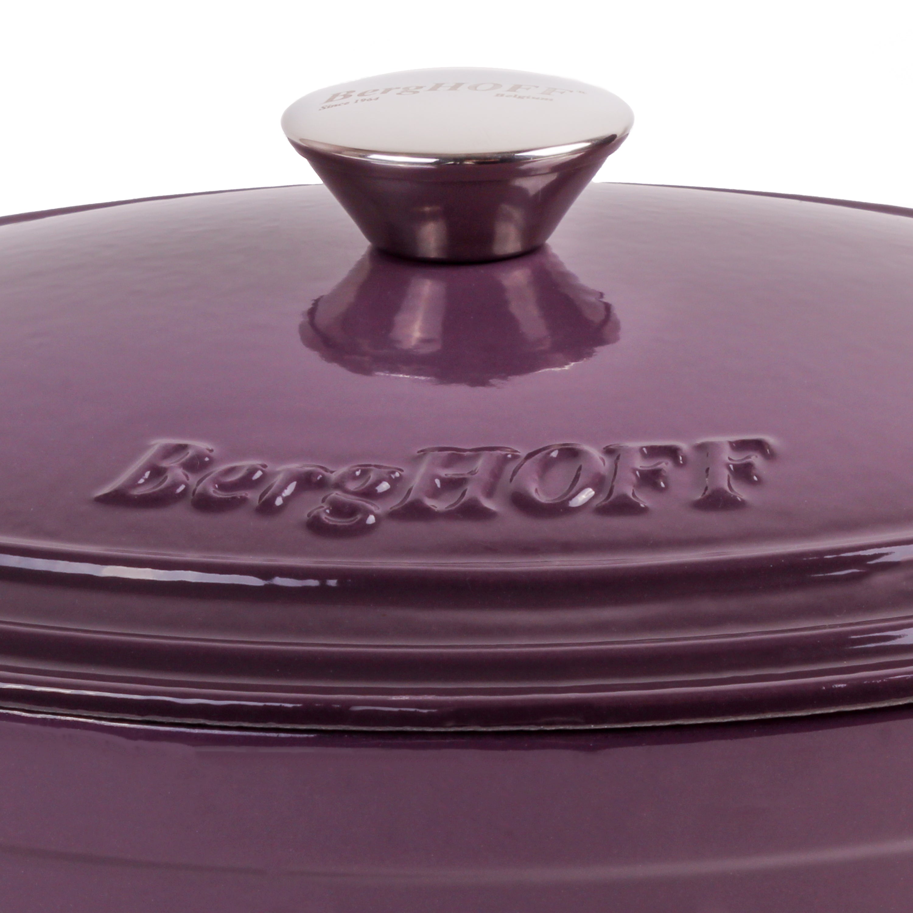 BergHOFF Neo 4-Piece Cast Iron Cookware Set with 5qt & 8qt Oval Dutch Ovens & Matching Lids - Purple | Premium Enameled Cast Iron Cookware for Braising, Stewing & Baking | Perfect for Stovetop, Oven & Camping Use