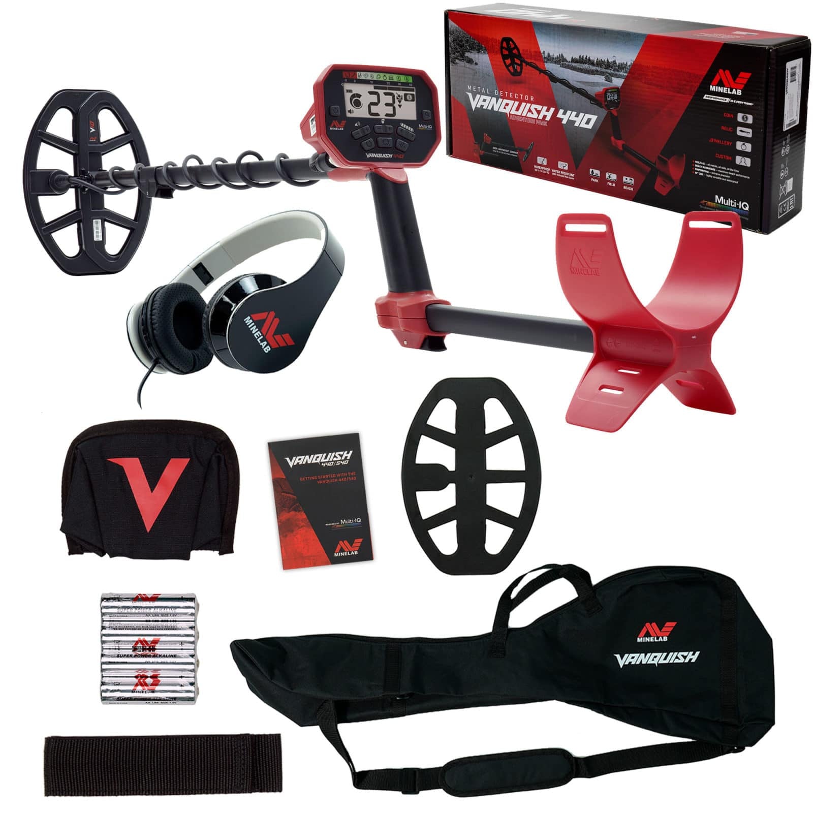 Minelab VANQUISH 440 Metal Detector with 10 x 7 Waterproof Search Coil & Carry Bag - Gold & Coin Detection for Beach, Park & Outdoor Treasure Hunting