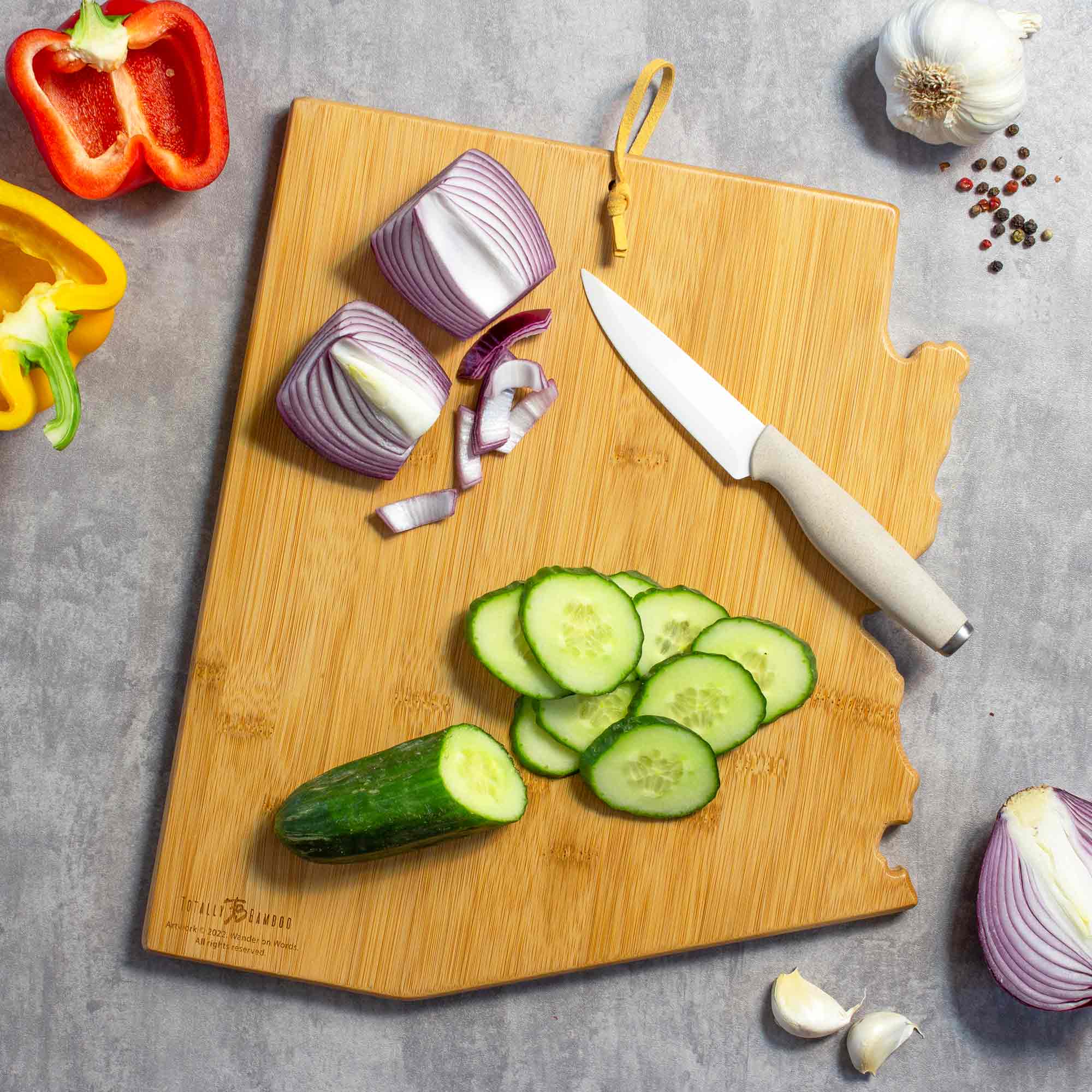 Premium Arizona-Themed Cutting Board with Wander on Words™ Artwork – Perfect for Kitchen Prep, Charcuterie Boards & Home Decor
