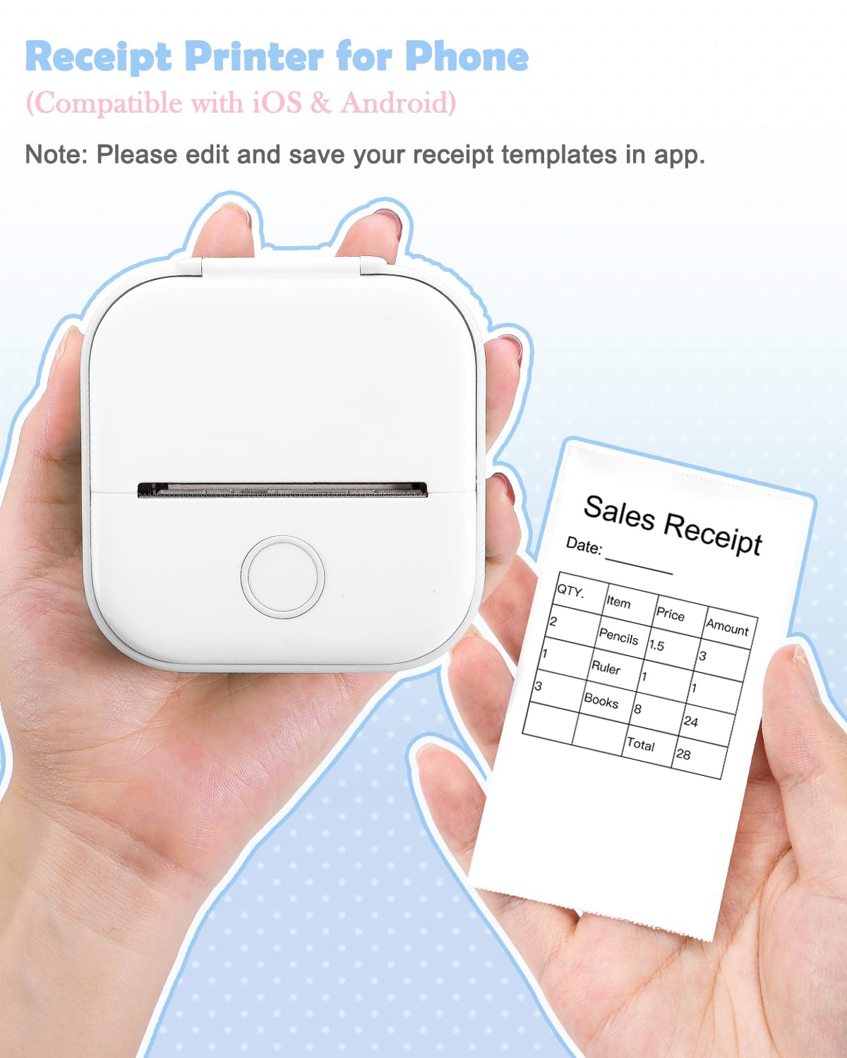 Memoking T02 Sticker Printer - Portable Thermal Inkless Label Maker for Study, Office & Home | Print Custom Stickers, Diagrams, Receipts & Photos | Compact Pocket-Size Design for Phone Labeling & Organization