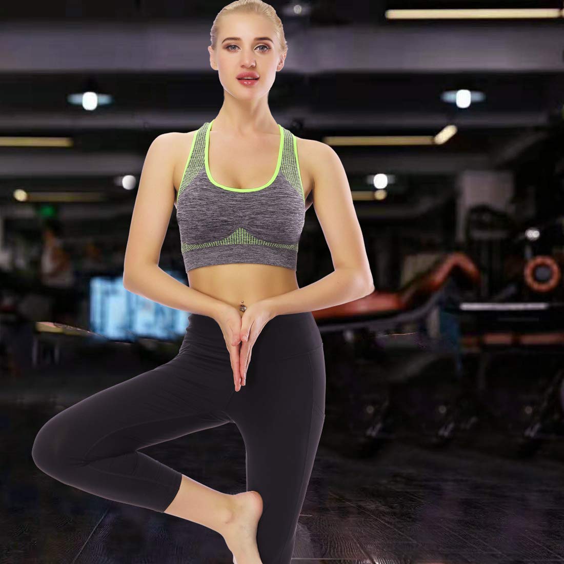 TOBWIZU Women's Medium Support Sports Bras with Pocket - Yoga, Gym & Workout Activewear for Running, Training & Fitness