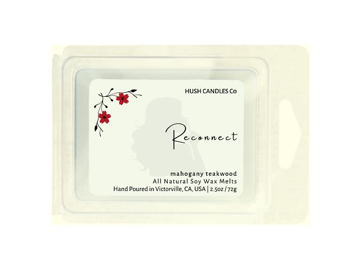 Premium Mahogany & Teakwood Scented Soy Wax Melts - All Natural, Handmade in USA by Hush Candles - 2.5oz for Home, Office & Relaxation Aromatherapy