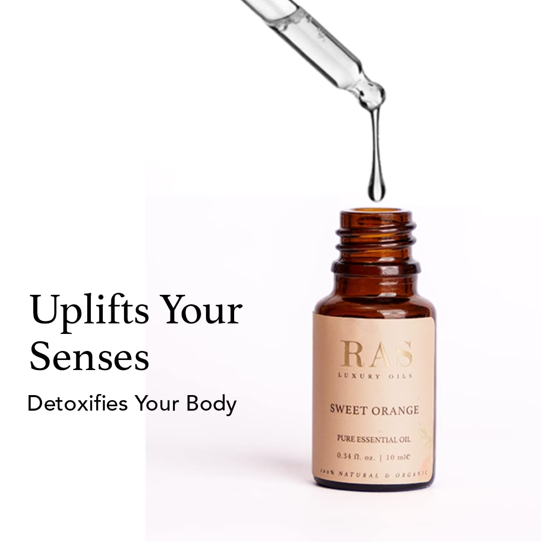 RAS Luxury Oils 100% Pure Organic Essential Oil Set - Therapeutic Grade Aromatherapy Oils for Diffuser, Massage & Relaxation - 10ml Bottle (Lavender, Peppermint, Eucalyptus) - Perfect for Home Spa, Yoga & Stress Relief