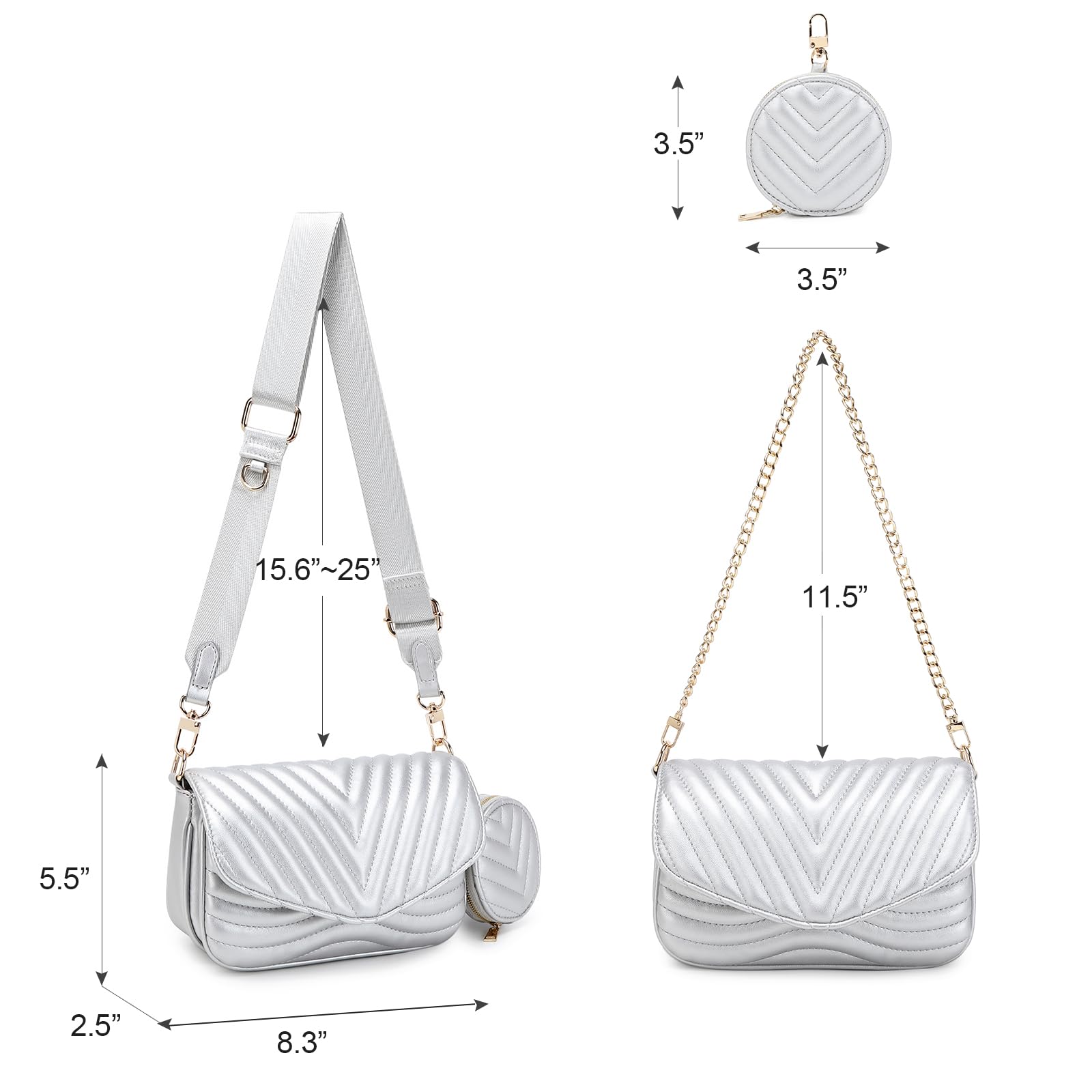 JEEHAN Quilted Crossbody Bags for Women - Stylish Designer Shoulder Handbag & Small Purse - Perfect for Everyday Use, Travel, and Shopping