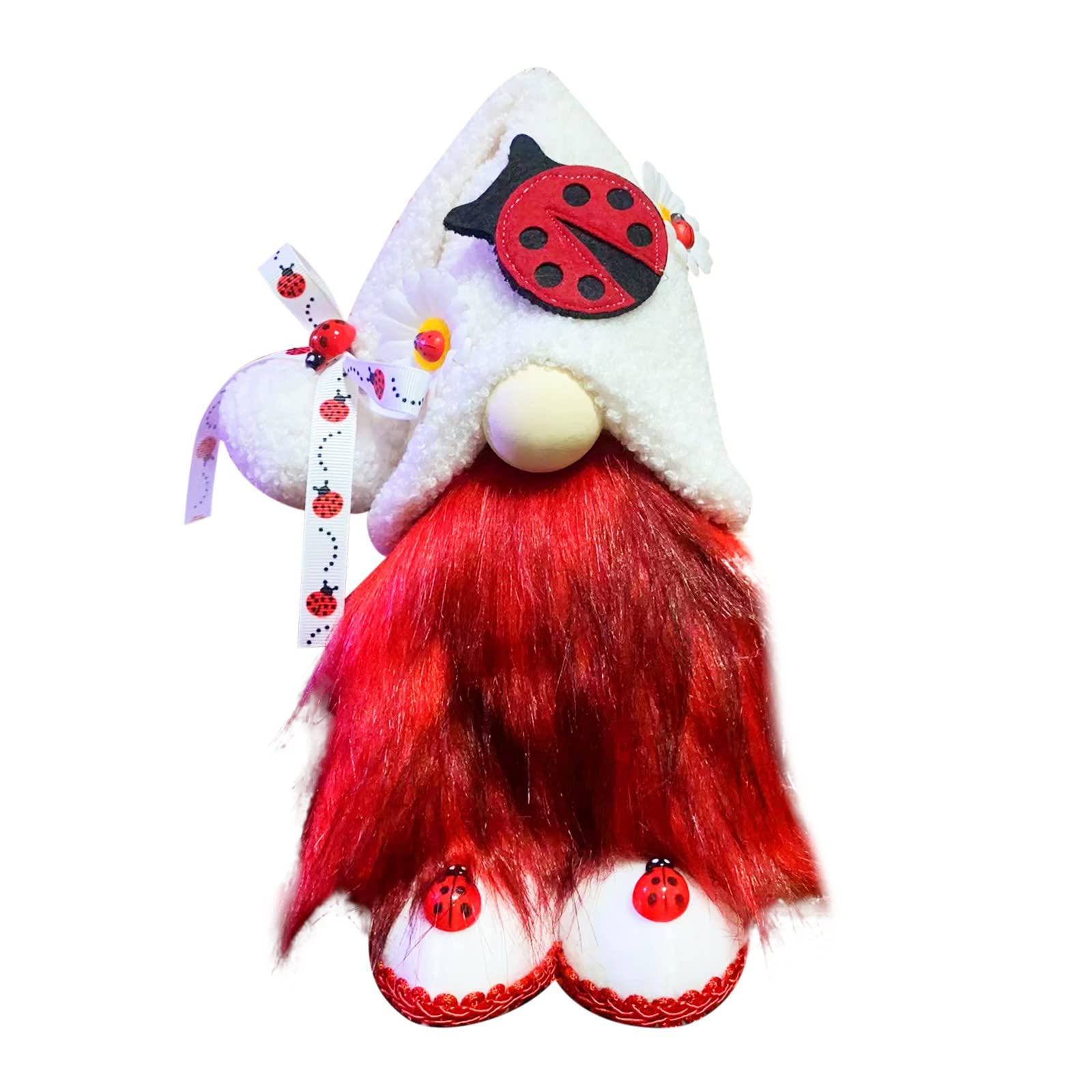 Handmade Ladybugs Daisy Gnome Holiday Ornament - Faceless Doll Christmas Tree Decorations - Unique Multicolor Gift for Home & Holiday Decor - Perfect for Christmas Tree, Gift Exchanges & Winter Wonderland Displays