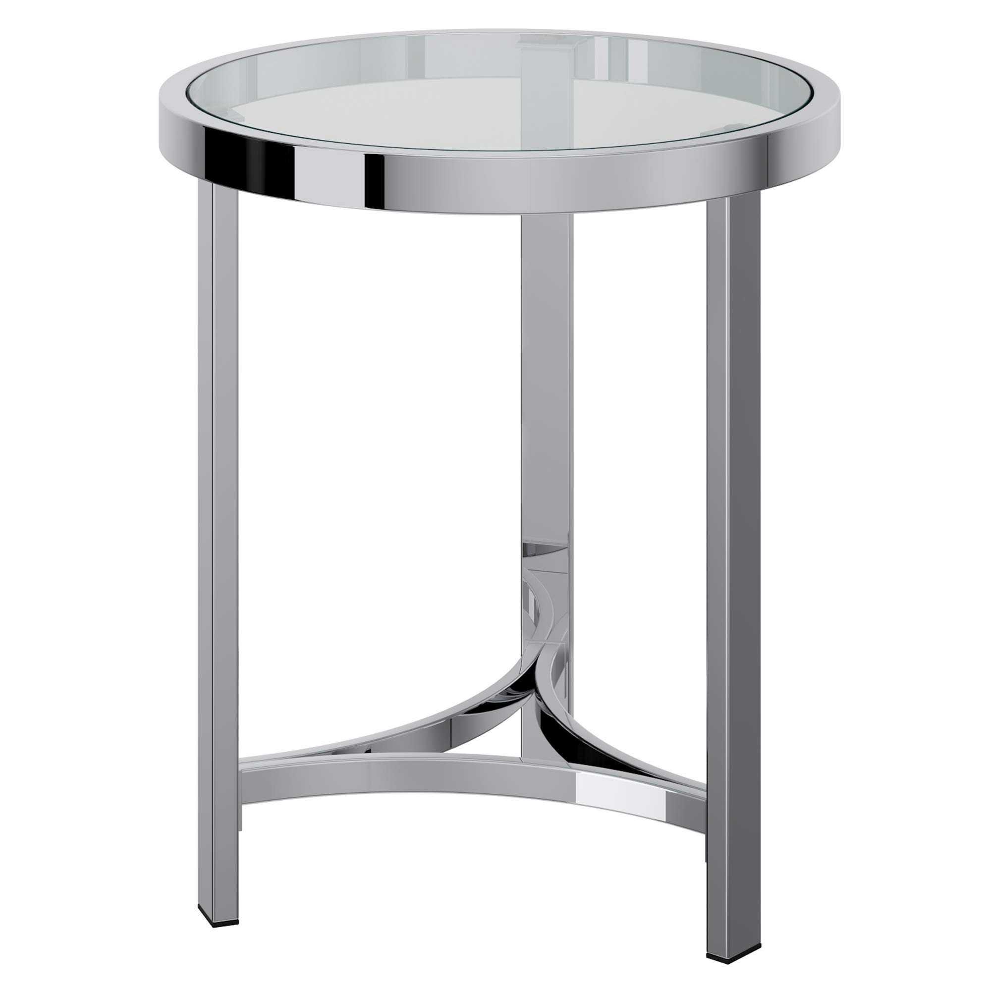 Modern Glass and Chrome Accent Side Table - Stylish Bedside Table for Living Room, Bedroom & Office Decor