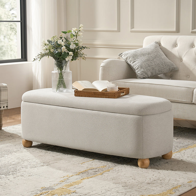 Gabino Storage Bench with Solid Wood Legs & Waterproof Fabric - Entryway Seating, Shoe Storage & Living Room Organizer - Perfect for Hallway, Bedroom & Mudroom Organization