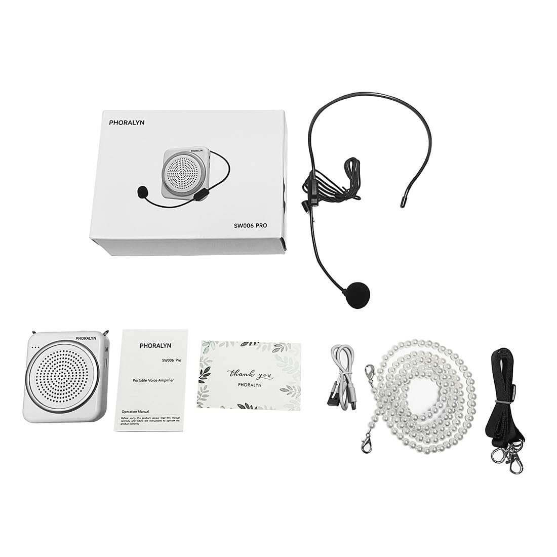 Portable Voice Amplifier with Headset Microphone - Personal Mini Speaker for Teachers, Tour Guides, Classroom, Meetings & Yoga - Rechargeable & Lightweight (White) - Perfect for Public Speaking, Outdoor Events & Group Instruction