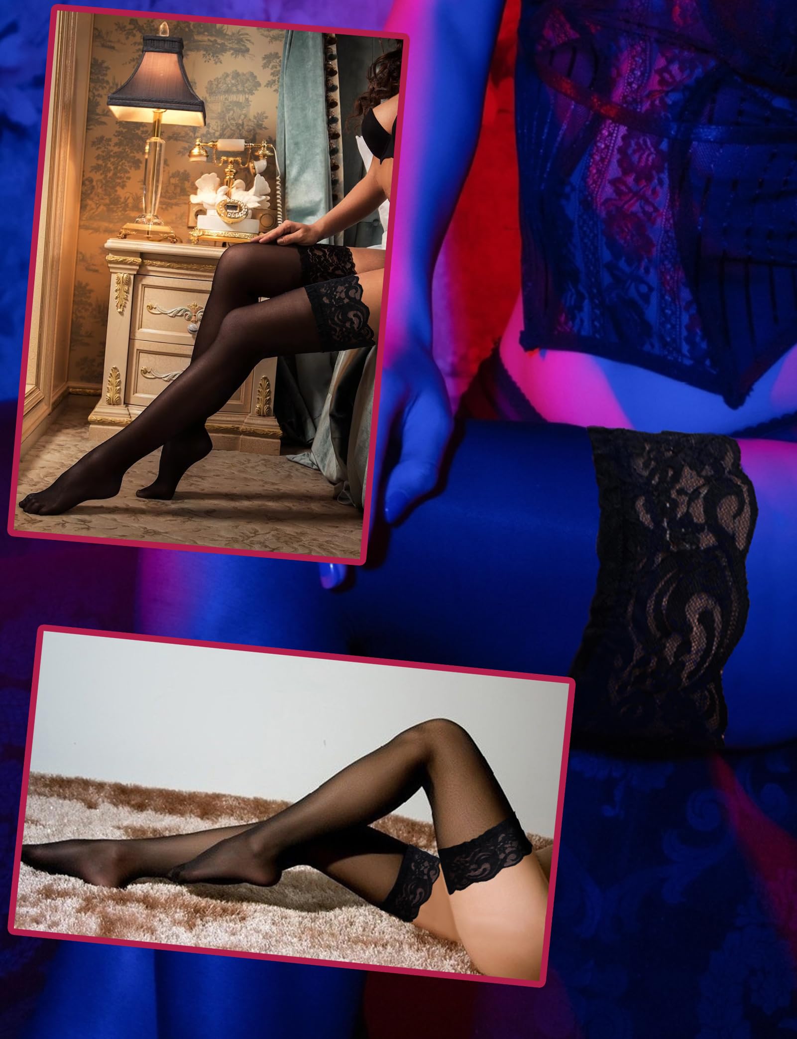 Sexy Black Thigh High Stockings for Women - Lace Top Sheer Pantyhose, Plus Size Tights (1 Pair) - Perfect for Date Night, Cosplay & Halloween - Valentine's Day Gift, Boudoir Photography & Role Play - Great for Romantic Evenings, Lingerie Fashion & Sensual Outfits - Ideal for Nightclubs, Parties & Intimate Moments