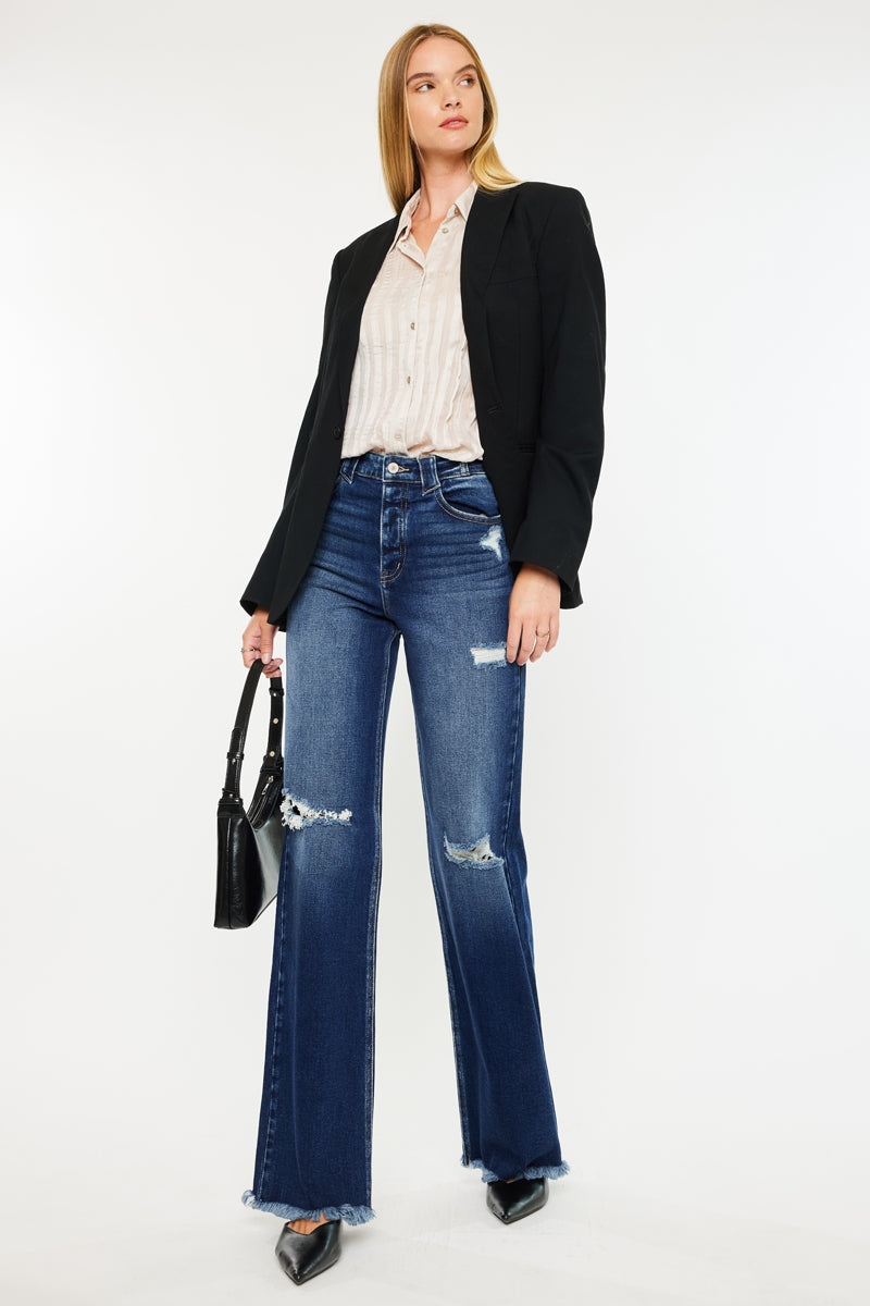 Izzie High Rise 90's Flare Jeans for Women - Vintage Retro Stretch Denim Pants - Perfect for Casual Outfits, Date Nights & 90s Fashion Looks