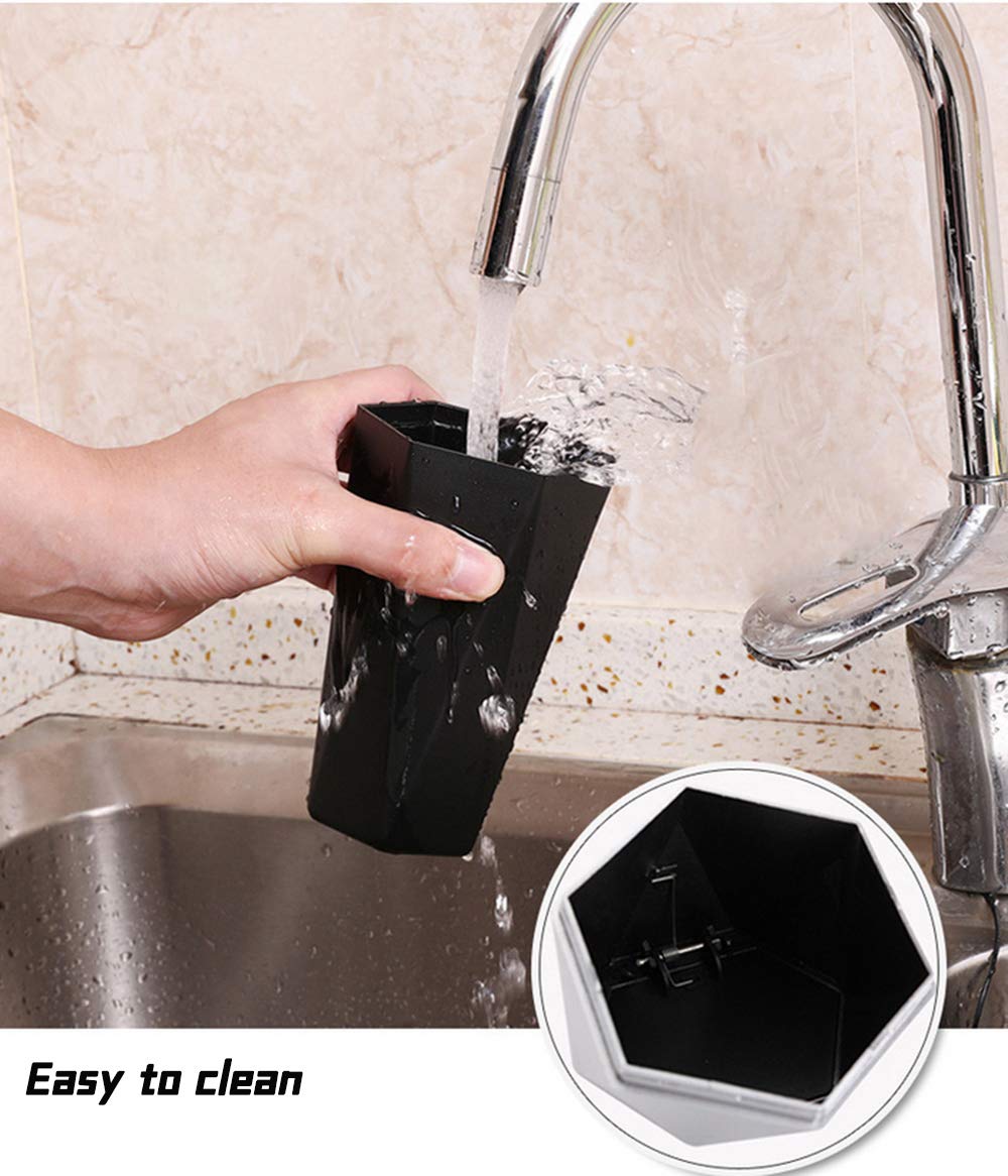 Reeonice Mini Car Trash Can 800ML - Leak Proof Detachable Garbage Bin with Lid for Car Cup Holder & Door - 6