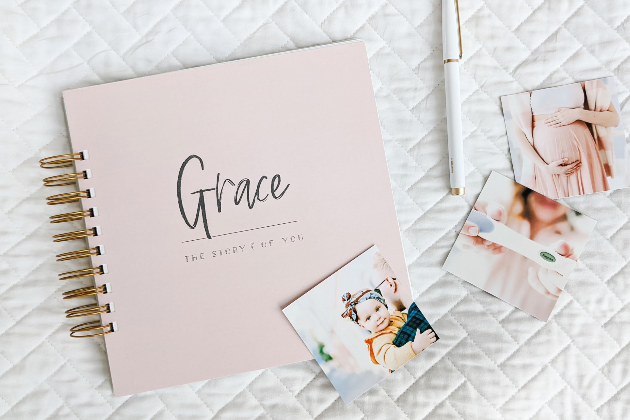 Baby Memory Book for First Year - Record Baby Girl or Boy's Milestones in Photo Journal Scrapbook Album (Blush) | Perfect for Newborn Gifts, Christening Presents & 1st Birthday Keepsakes
