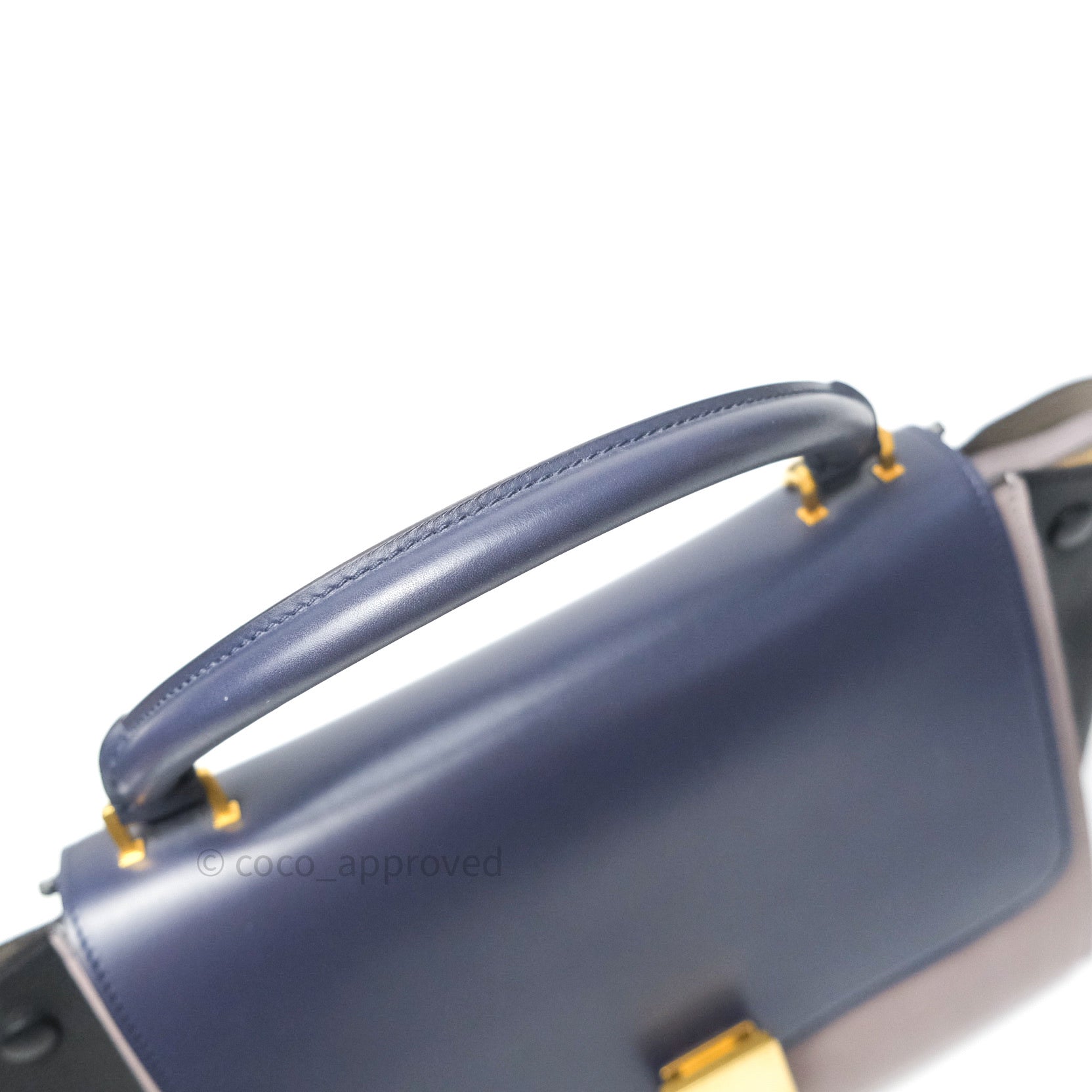 Celine Small Tri Color Trapeze Bag in Sleek Calfskin Leather - Dark Blue Crossbody Purse for Women | Perfect for Work, Travel & Evening Events