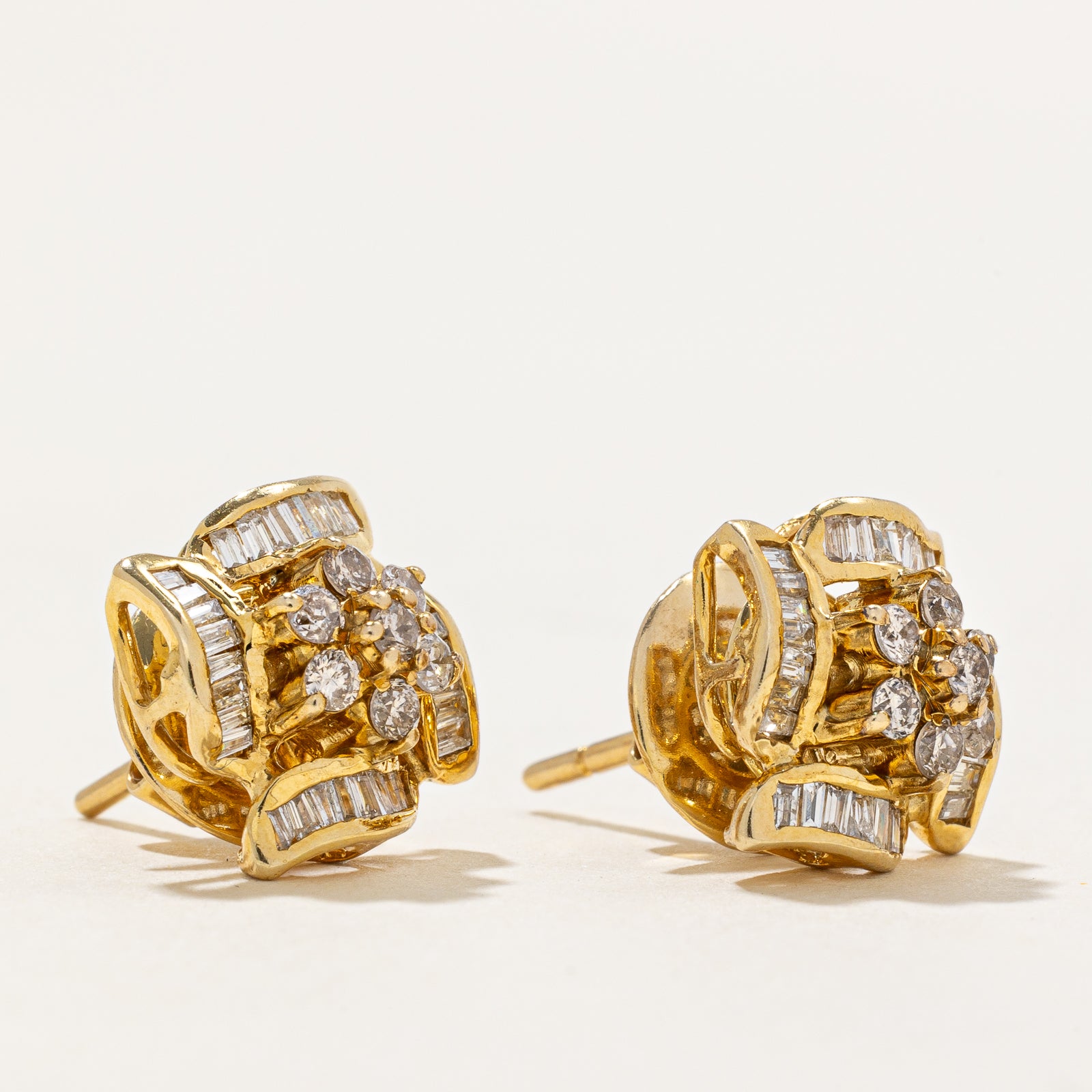 14K Gold Diamond Cluster Stud Earrings | 0.62ctw Round Cut G-H Color SI Clarity | Elegant Everyday Jewelry for Women, Perfect for Work, Parties & Special Occasions