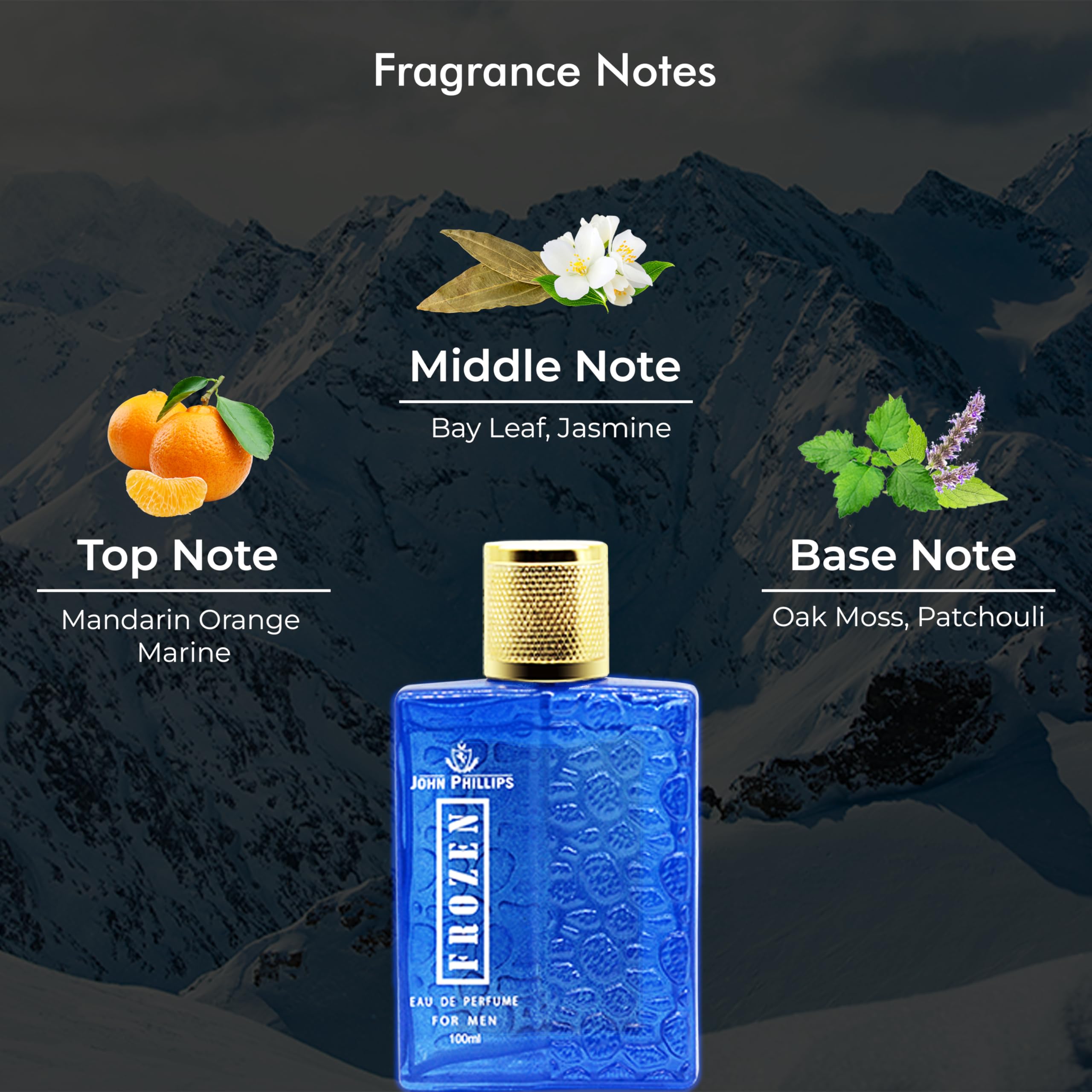 John Phillips™ Frozen & Blue Sportz Cologne for Men - Premium Eau De Toilette Perfume Spray - Fresh & Masculine Fragrance for Daily Wear, Gym, Work & Special Occasions