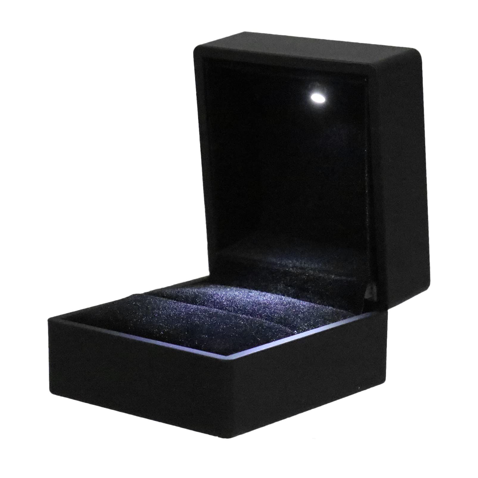 ULTNICE Luxury LED Ring Box - Square Wedding Jewelry Gift Box for Proposal, Engagement & Wedding - PU Leather Storage Case with Light (Black) - Perfect for Surprise Proposals, Anniversary Gifts & Jewelry Display