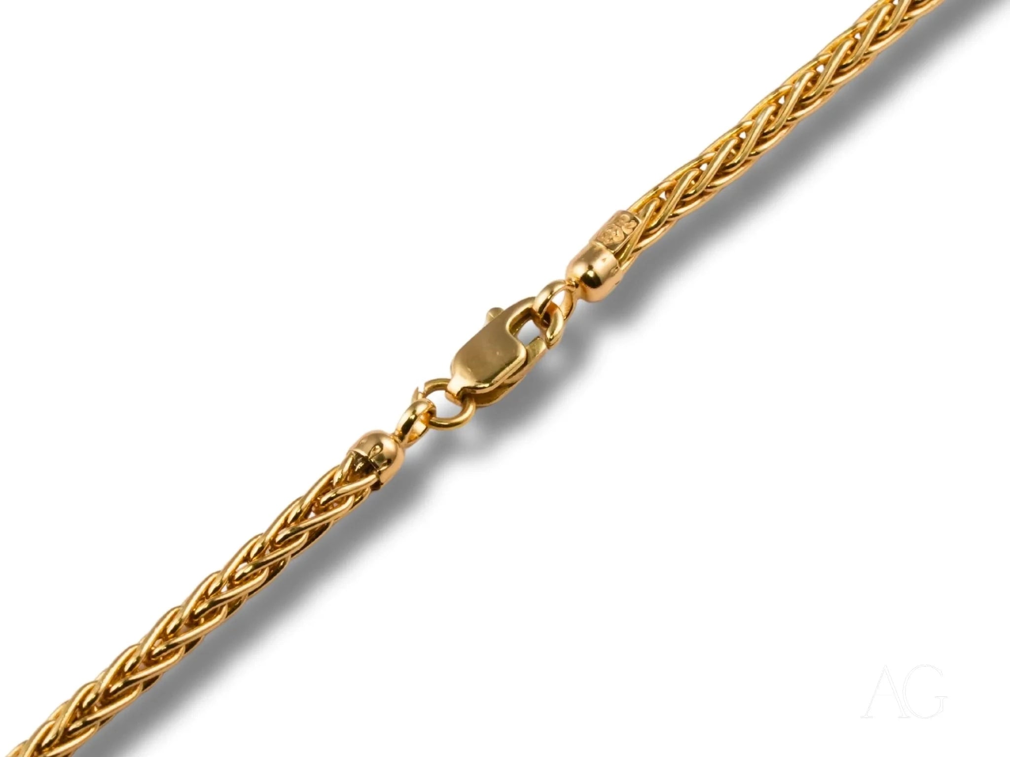 18K Gold Round Spiga Chain Necklace - 3.2mm Italian Style Weave for Women, Men | Perfect for Layering, Gift Giving & Everyday Wear