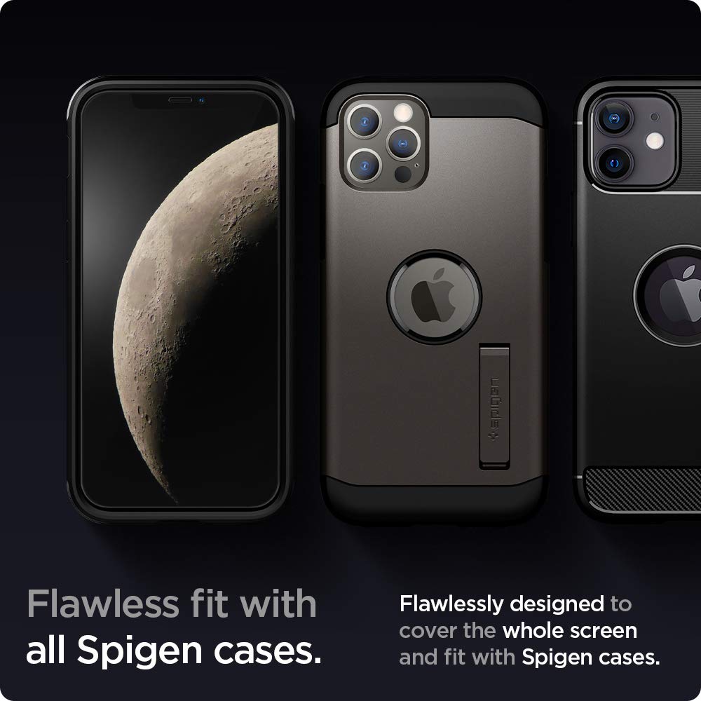 Spigen Tempered Glass Screen Protector [GlasTR EZ FIT] for iPhone 12 Pro & iPhone 12 - 2 Pack with Easy Installation & Sensor Protection - Perfect for Everyday Use, Travel & Work