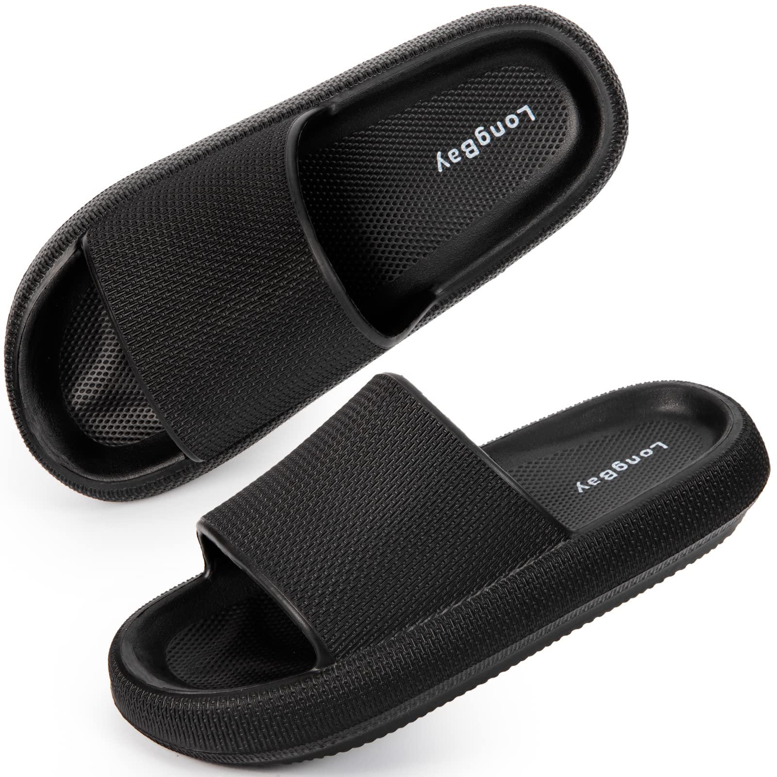 LongBay Cloud Slides for Women & Men - Ultra Comfortable Pillow Slippers with Arch Support | Shower Sandals for Pool, Beach, Home, Indoor & Outdoor Use | Perfect for Relaxation, Lounging & Post-Workout Recovery