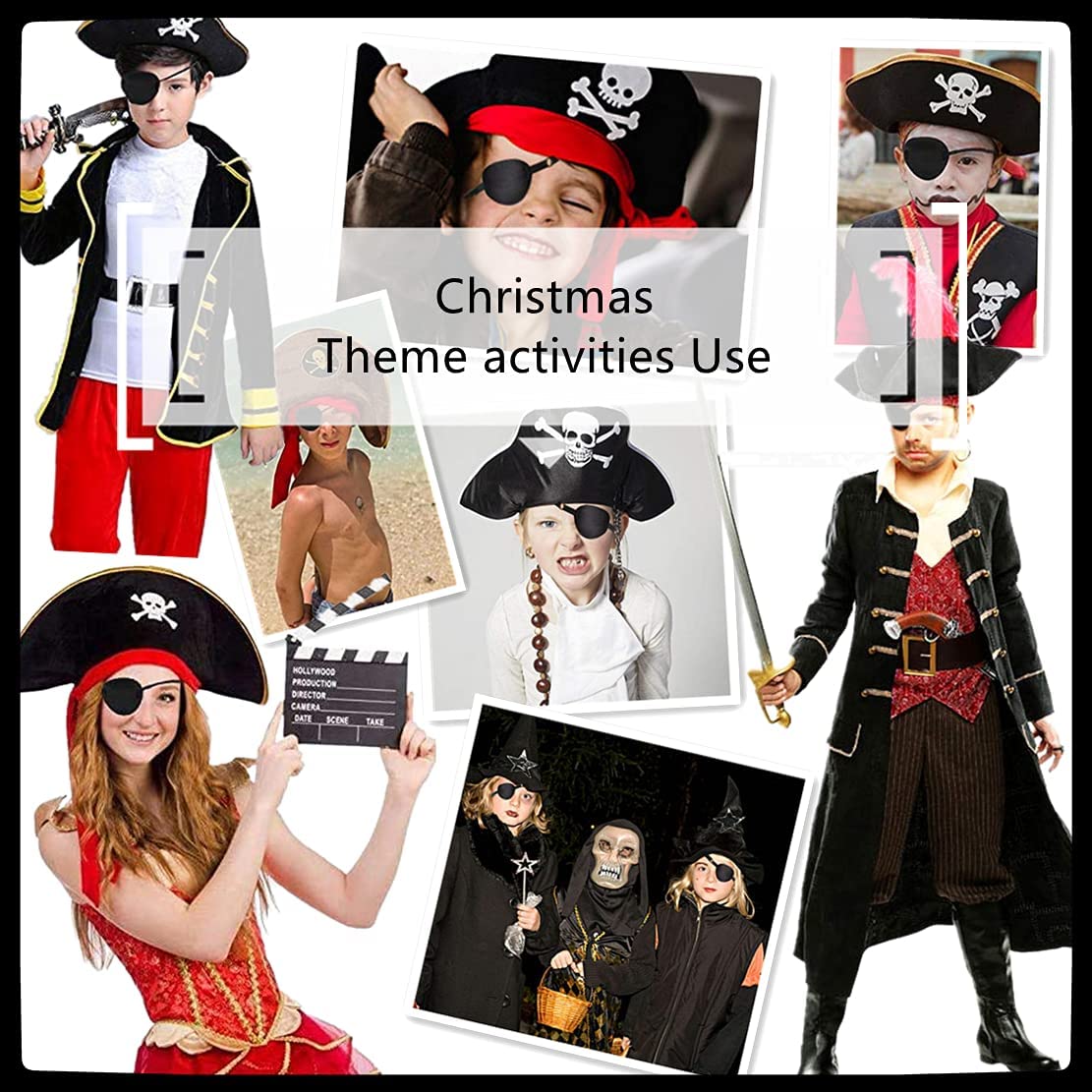 **Pirate Eye Patch for Kids & Adults - Adjustable, Soft & Comfortable Lazy Eye Patch for Children, Orthoptic Eye Cover for Halloween & Christmas Costume (Black) - Perfect for Pirate Parties, Dress-Up & Amblyopia Therapy**