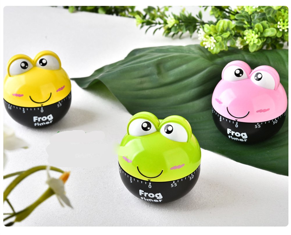 Mini Mechanical Kitchen Timer - 60 Minute Countdown with Loud Alarm, Cartoon Frog Design, Manual Wind-Up for Cooking, Baking, and Lab Use (Green)