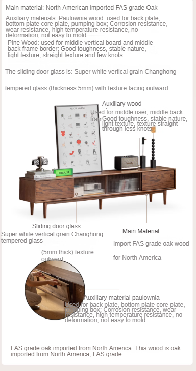 Solid Oak Wood Modern Minimalist TV Stand Floor Cabinet - Perfect for Living Room, Bedroom & Home Theater Setup