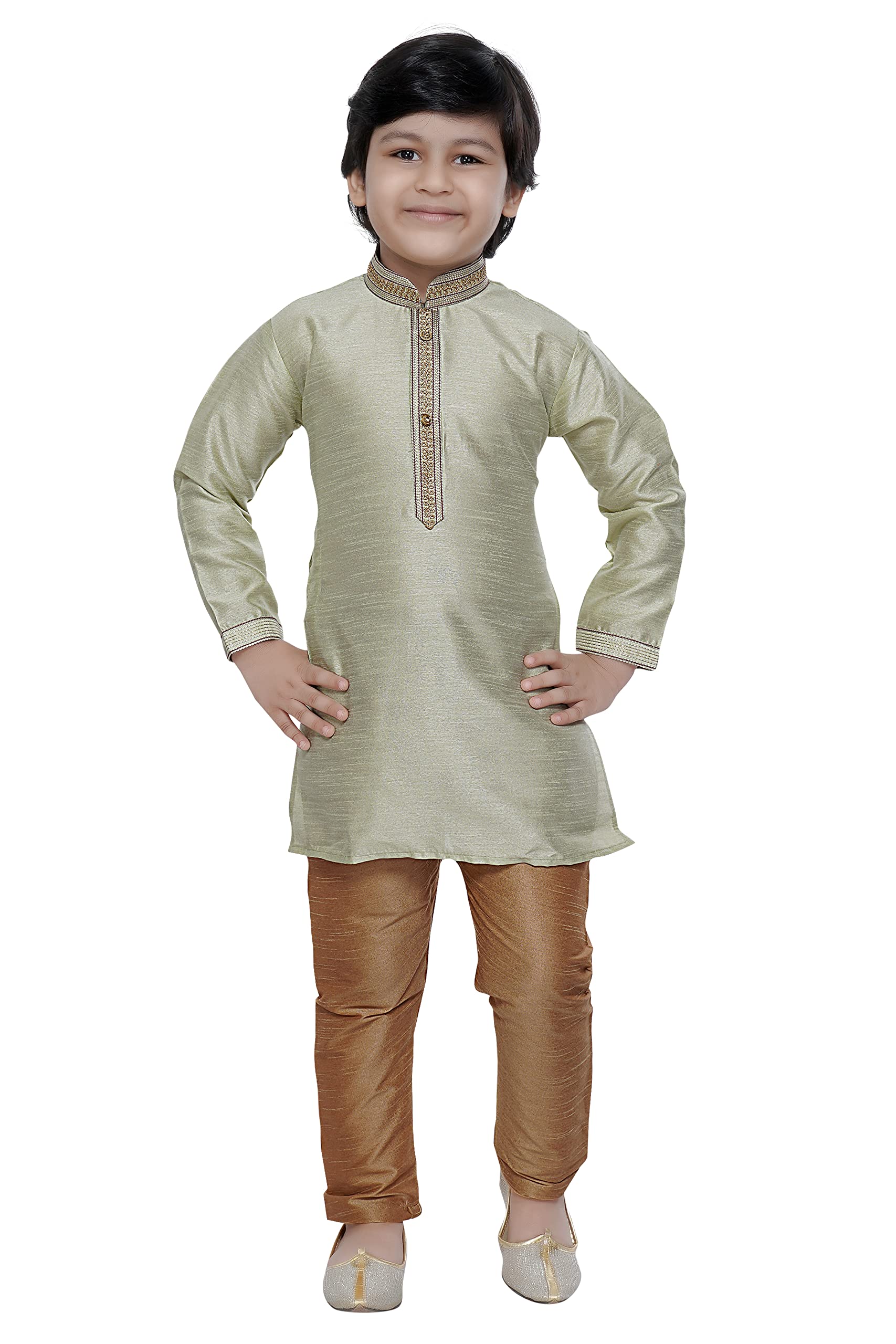 Tathastu Boys Festive Art Silk Kurta Pajama Set - Traditional Indian Ethnic Wear for Kids - Perfect for Diwali, Eid, Weddings & Festive Occasions