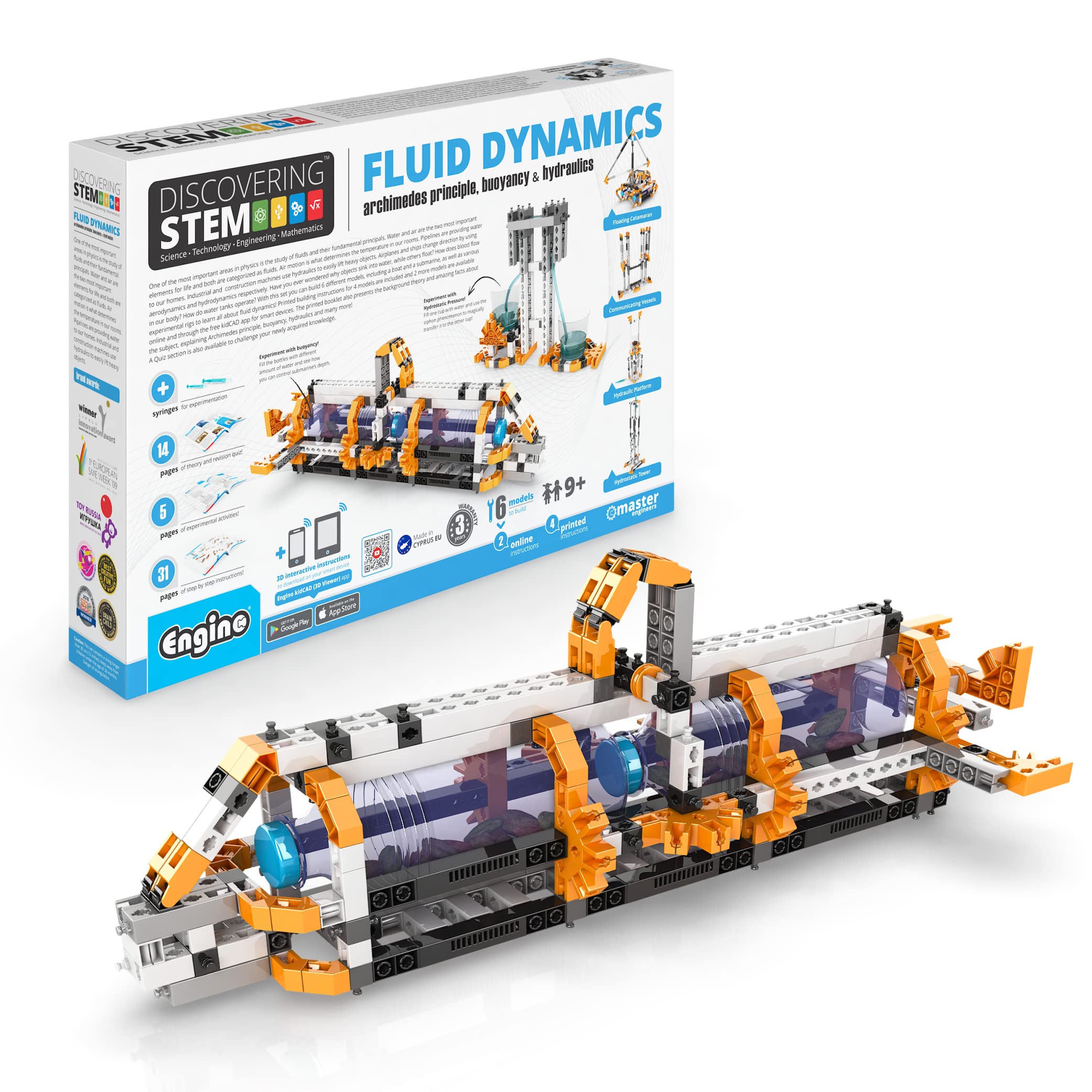 Engino STEM Toys for Kids Ages 9+ | Fluid Dynamics Science Kit with 6 Model Building Options | Educational Construction Playset for Boys & Girls | Hands-on Learning Activities & Experiments | Perfect for School Projects, Science Fairs & STEM Education
