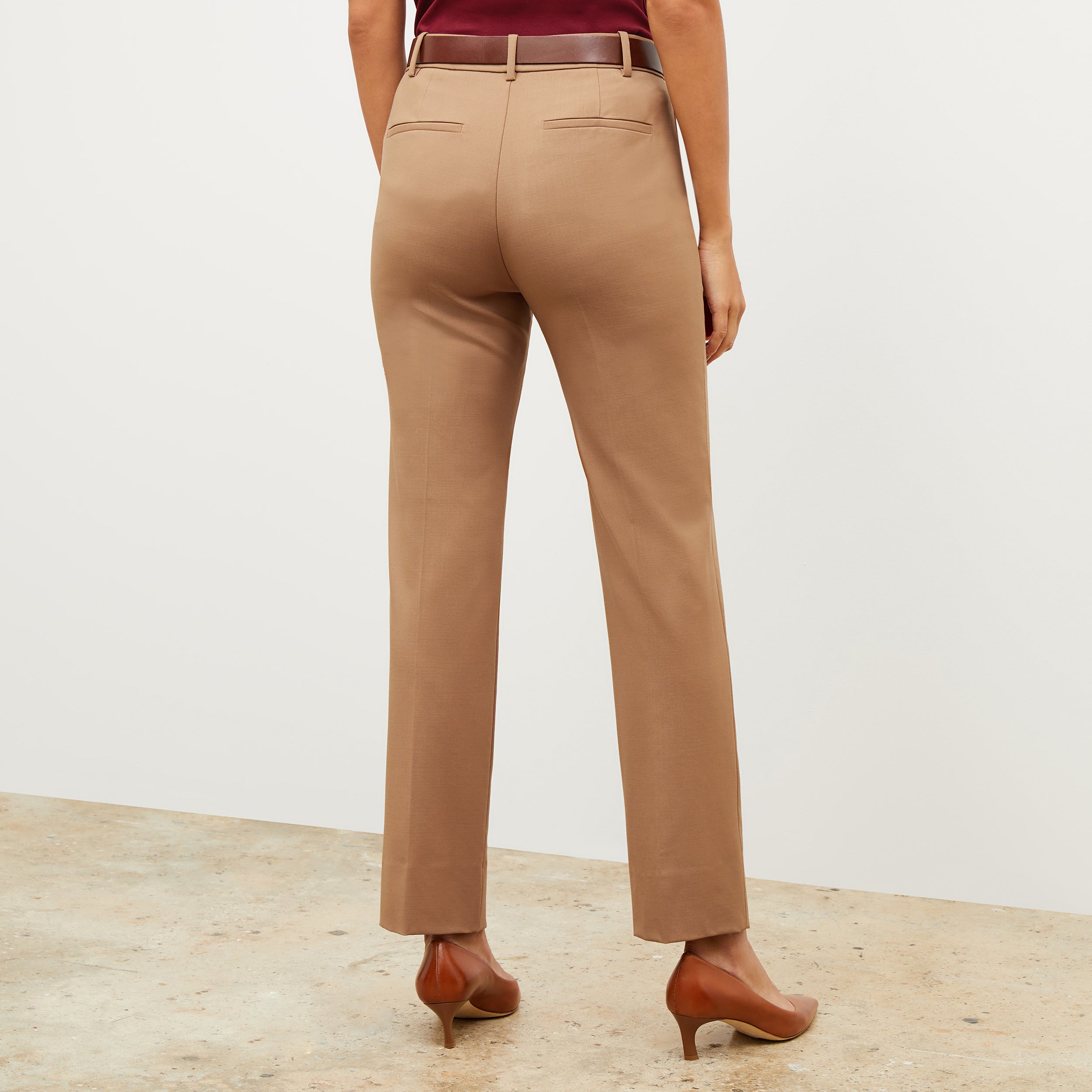 Smith Straight Trouser Washable Wool Twill Pants for Men - Comfortable Office & Business Casual Wear in Camel Color