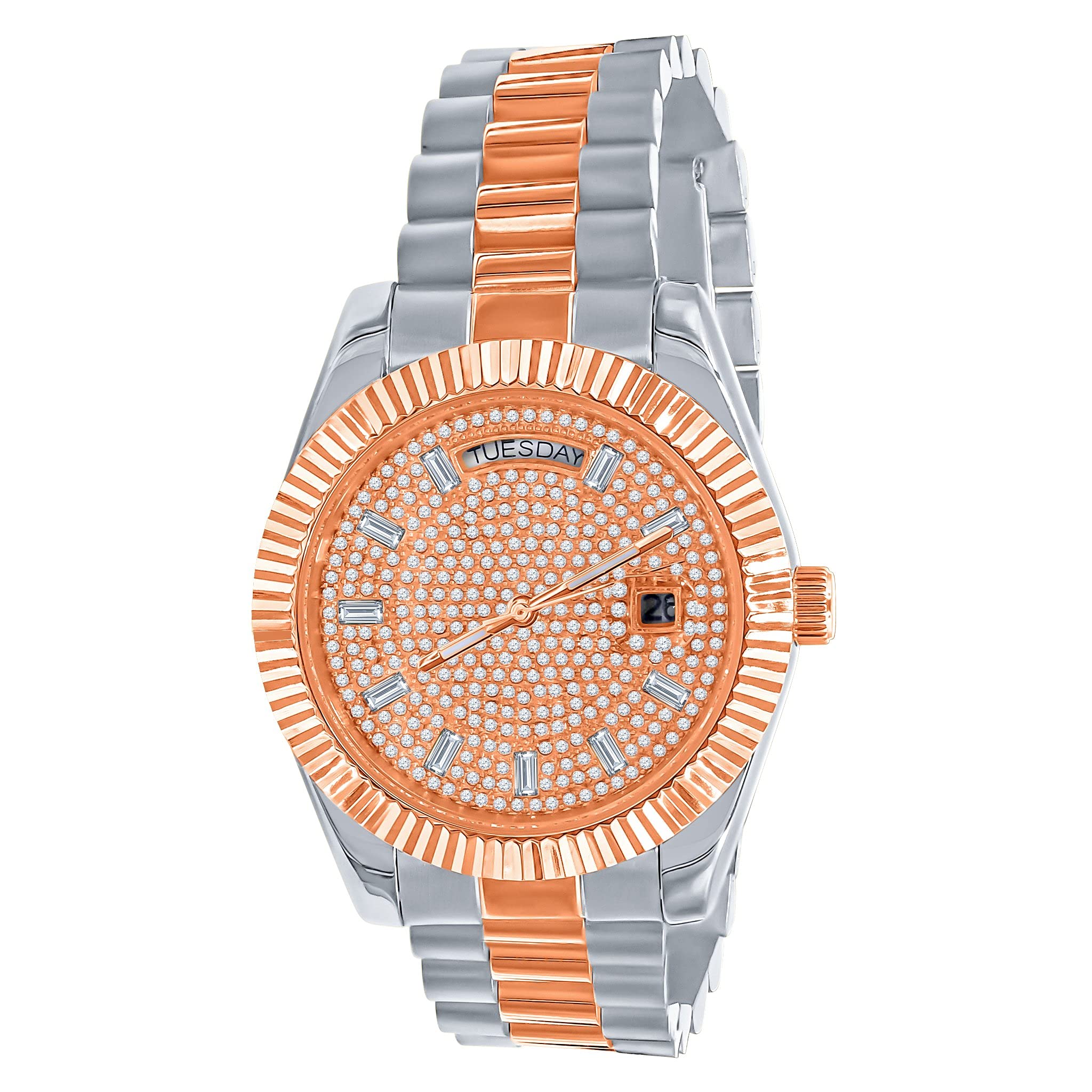 Luxury Aristocratic Steel Automatic CZ Watch for Men - Waterproof Dress Watch with Swarovski Crystals - Perfect for Business, Formal Events & Special Occasions