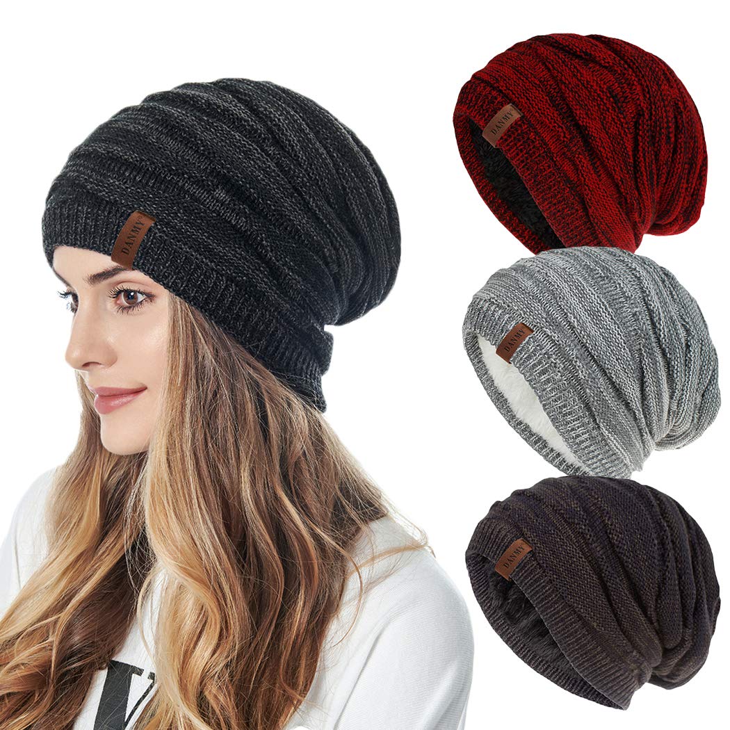 DANMY Women's Winter Beanie Hats - Warm Chunky Soft Cable Knit Beanie for Cold Weather | Cozy Outdoor Activities, Snowboarding, Skiing, and Daily Winter Wear
