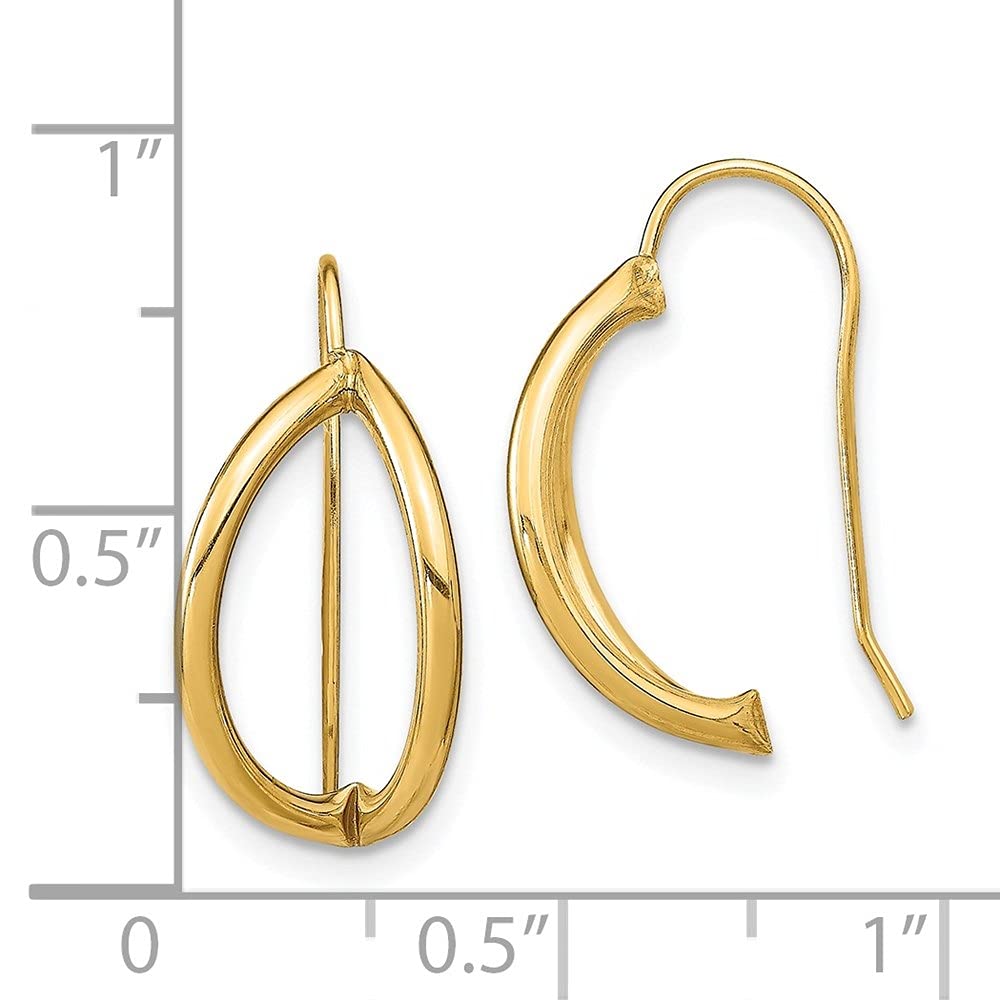 14K Yellow Gold Half Circle French Wire Earrings - 0.67 Inch Length, 0.36 Inch Width - Elegant Dainty Hoop Earrings for Women - Perfect for Everyday Wear, Office & Special Occasions